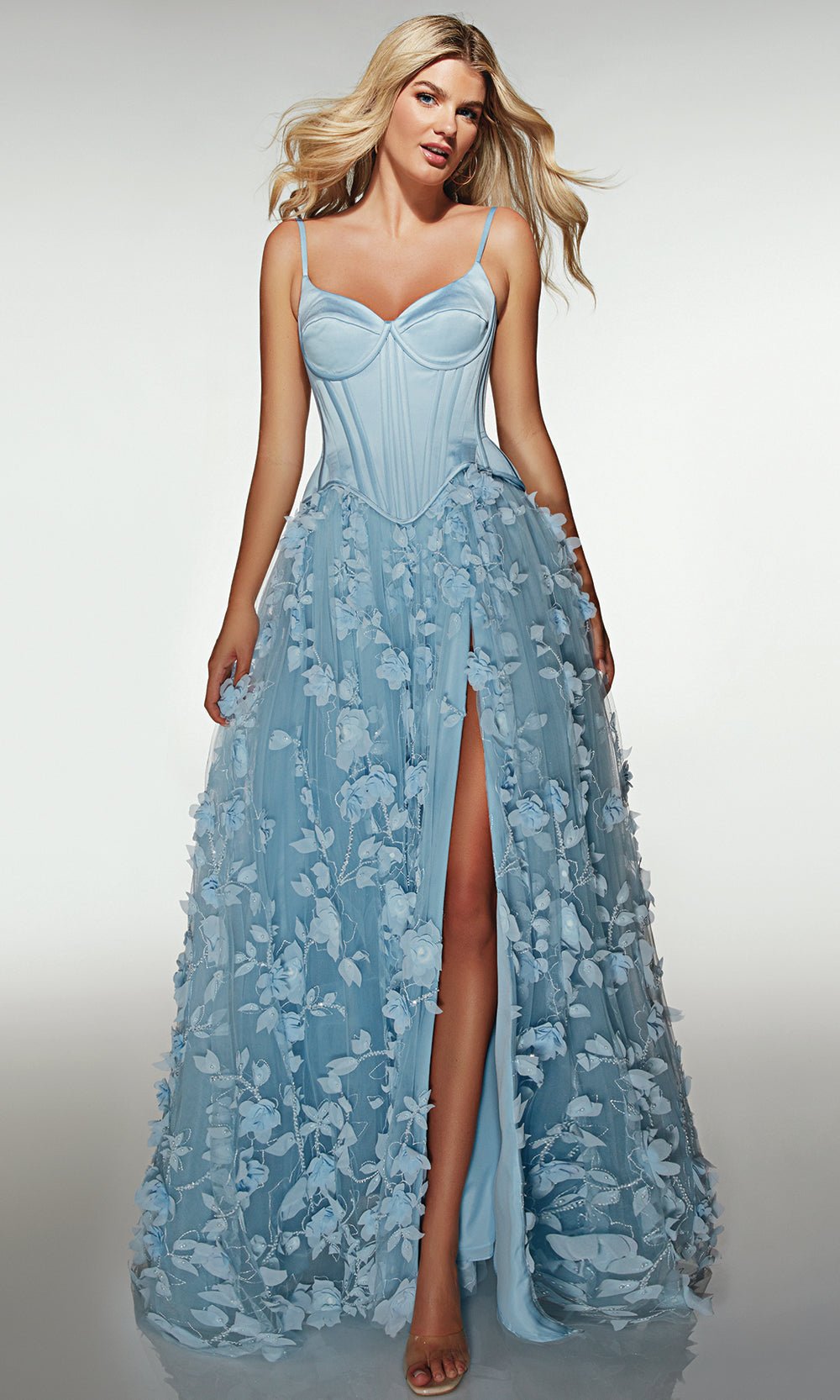 Alyce Paris 62072 - Corset Ballgown with Floral Skirt - Silhouette Dresses