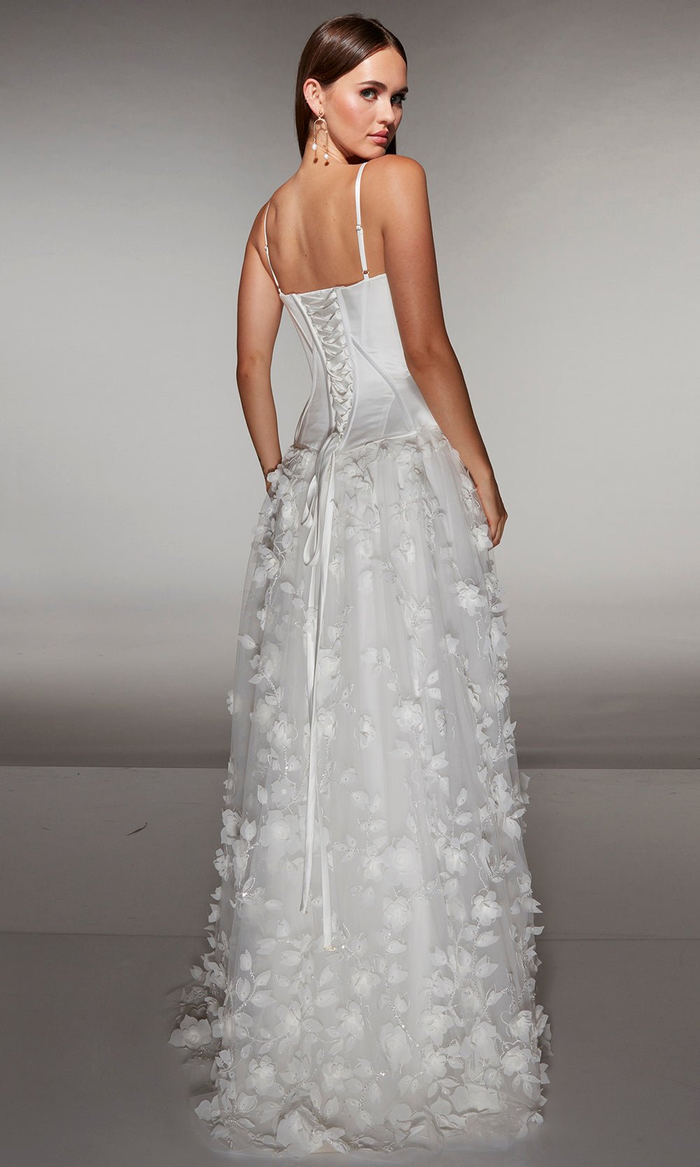 Alyce Paris 62072 - Corset Ballgown with Floral Skirt - Silhouette Dresses
