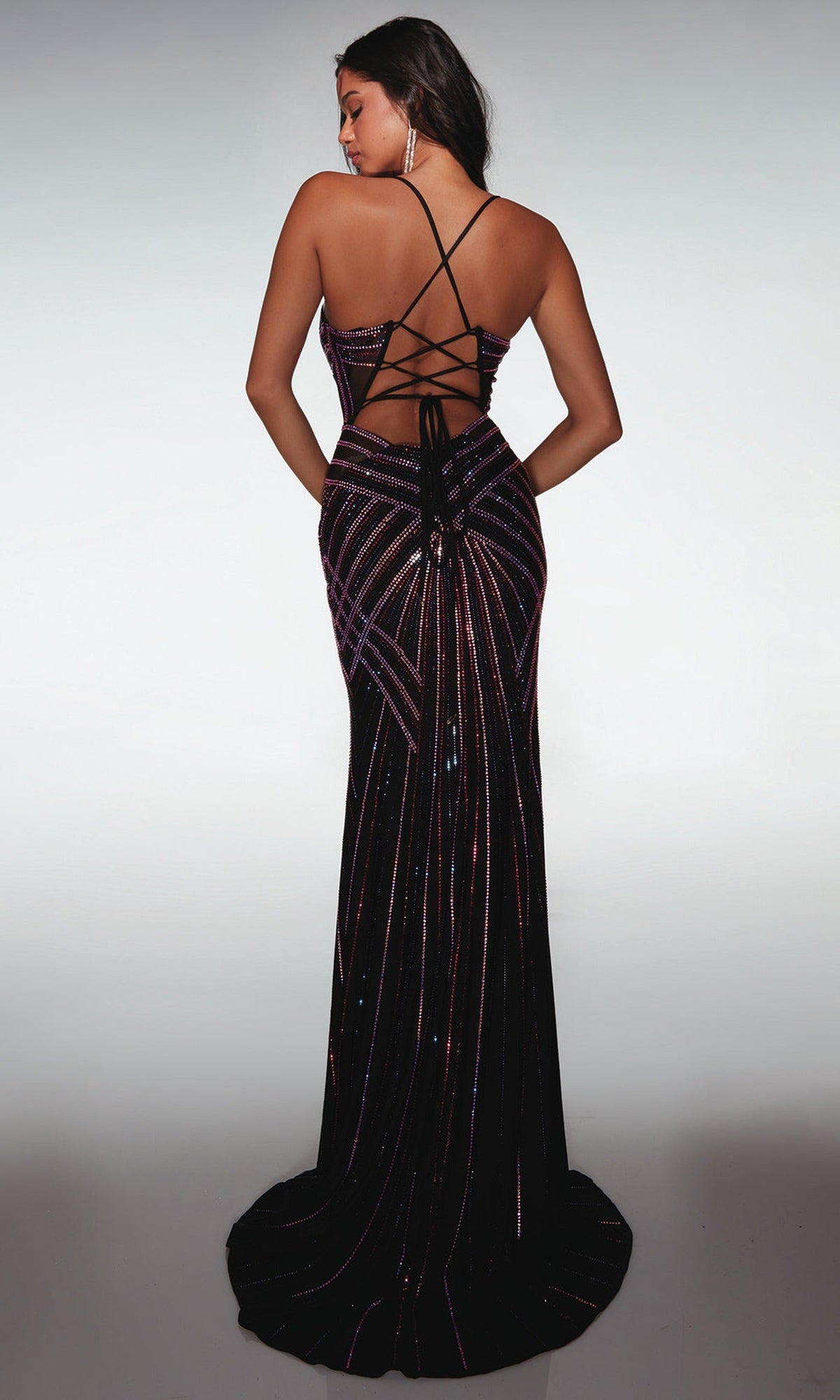 Alyce Paris 62100 - Beaded Corset Gown with Slit