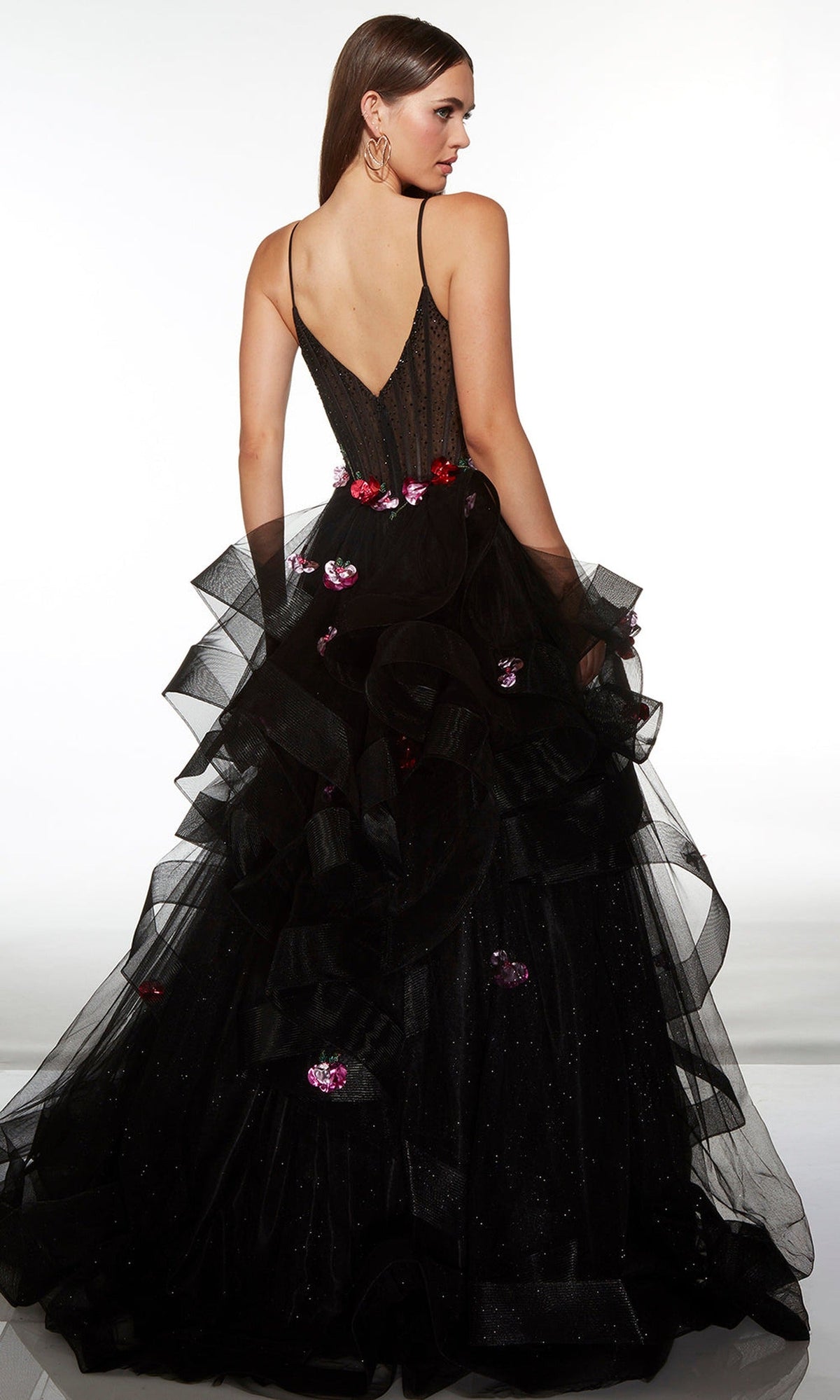 Alyce Paris 62108 - Floral Applique Tiered Ball Gown