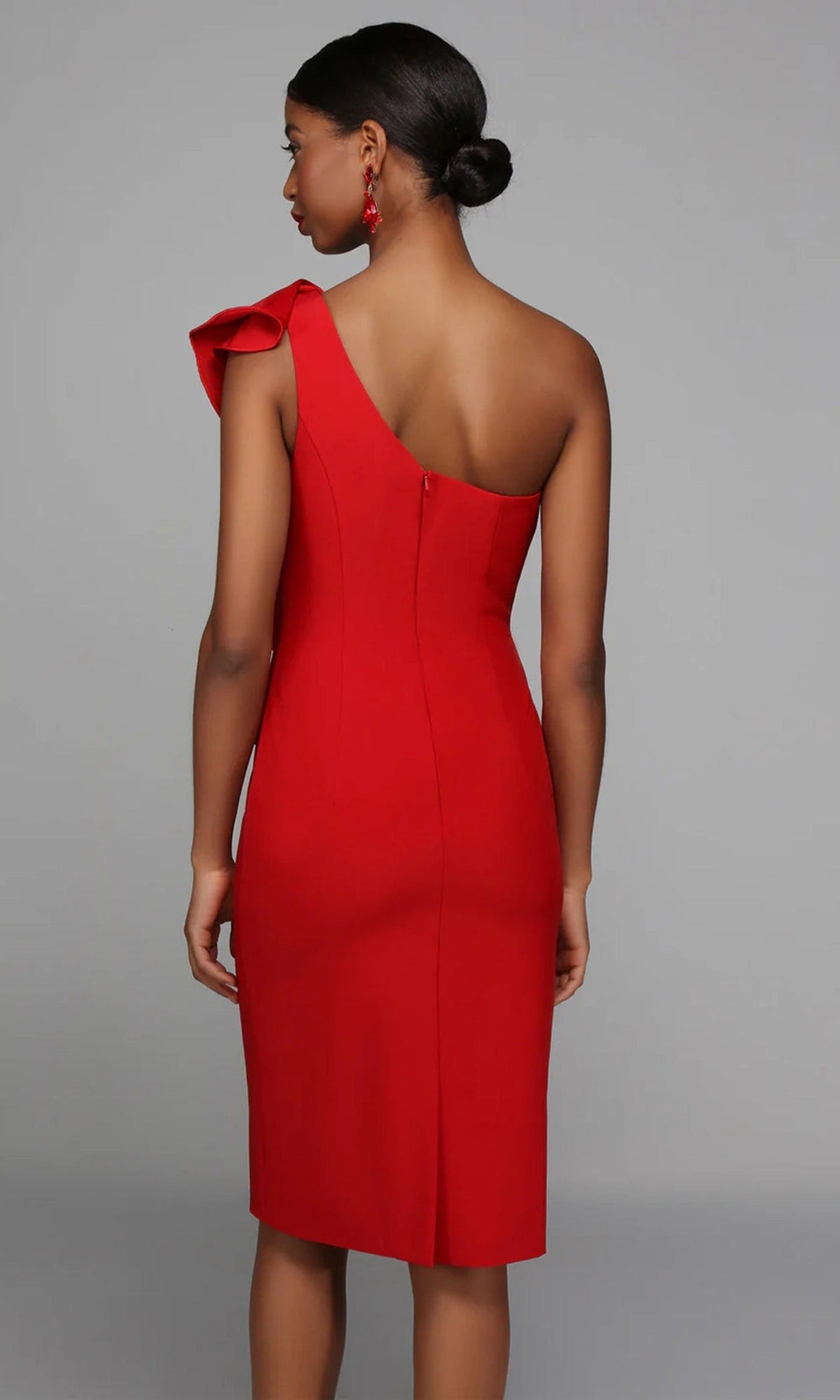 Alyce Paris 70008 - One Shoulder Crepe Dress with Ruffle