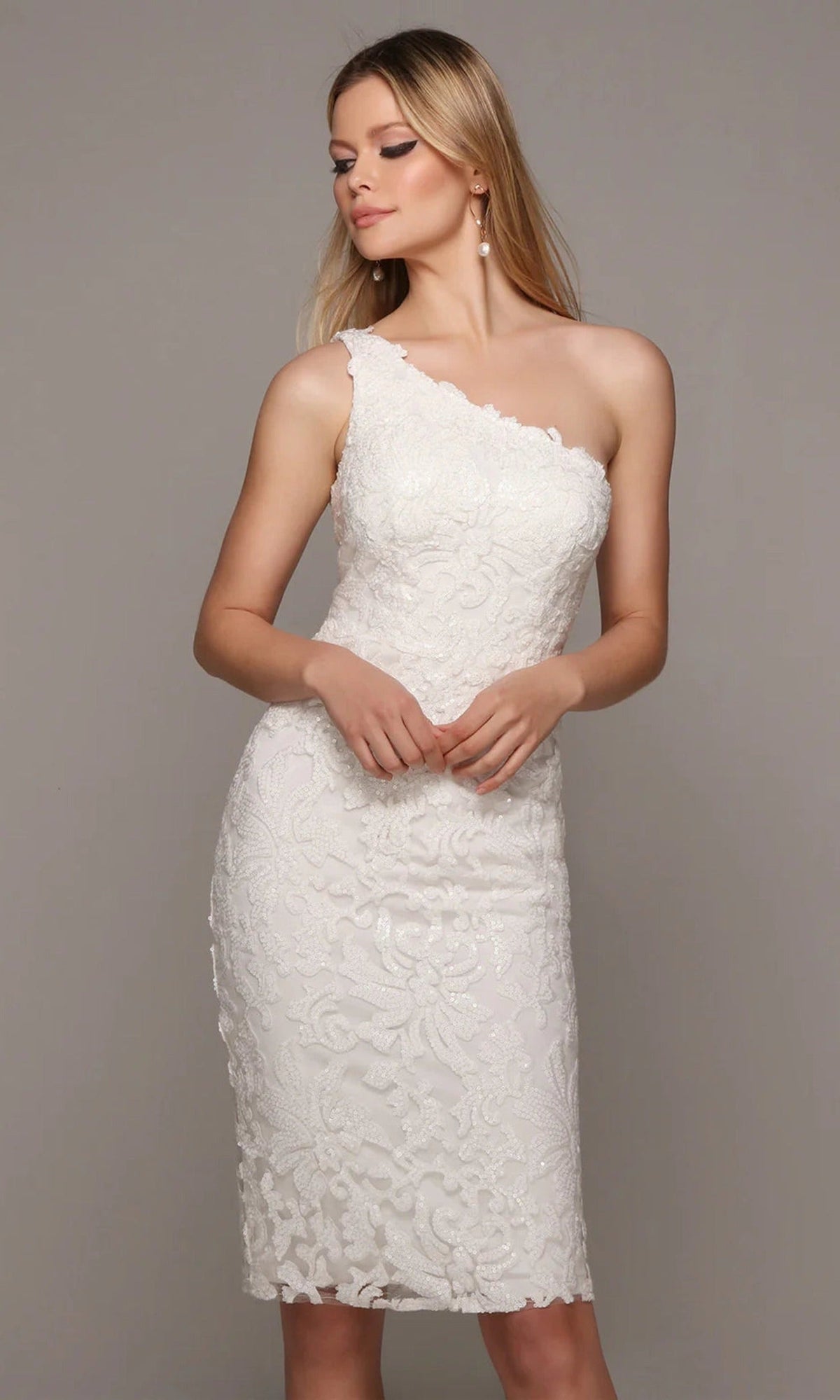 Alyce Paris 70029 - One Shoulder Sequin Lace Dress