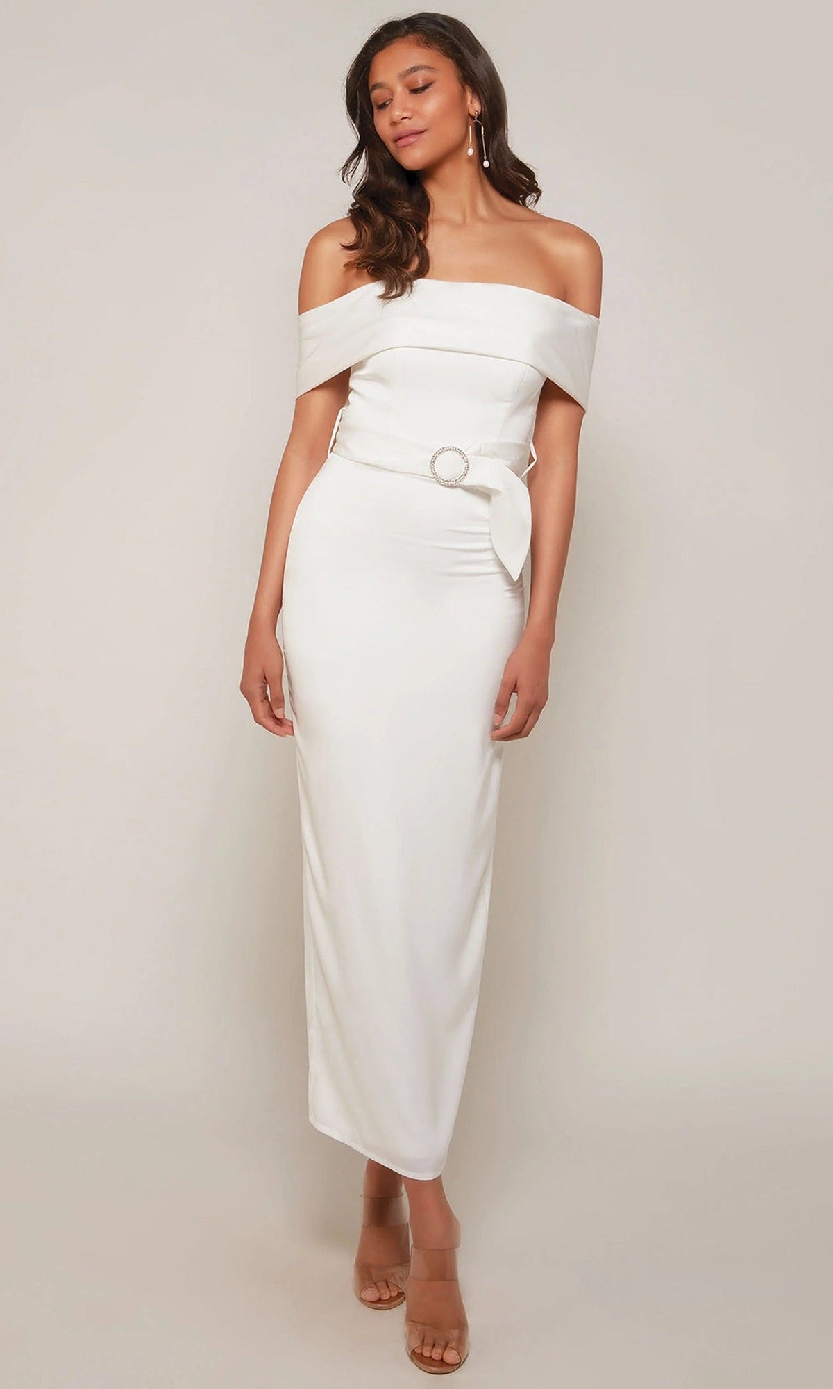 Alyce Paris 70041 - Tea-Length Straight Neck Dress