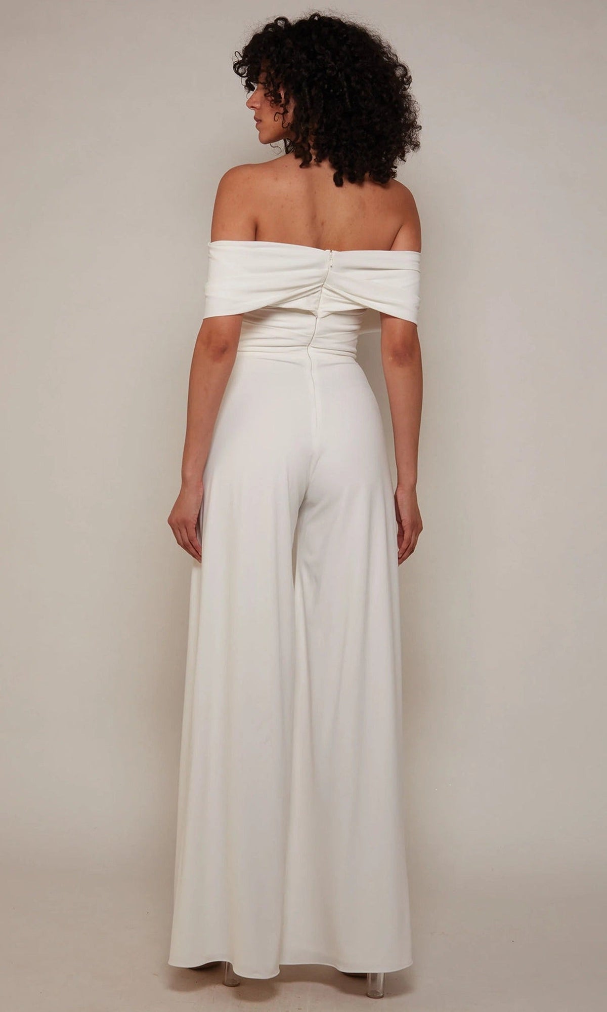 Alyce Paris 70051 - Off Shoulder Draped Bridal Jumpsuit