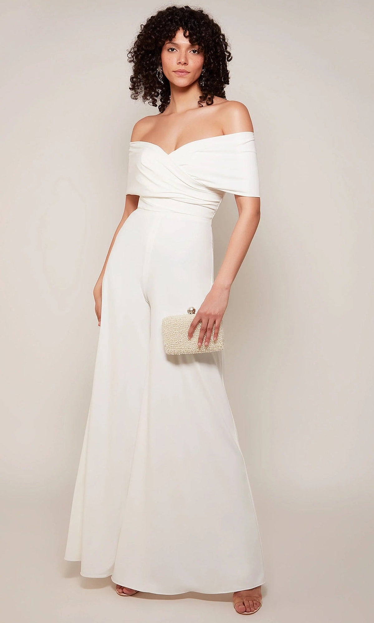 Alyce Paris 70051 - Off Shoulder Draped Bridal Jumpsuit