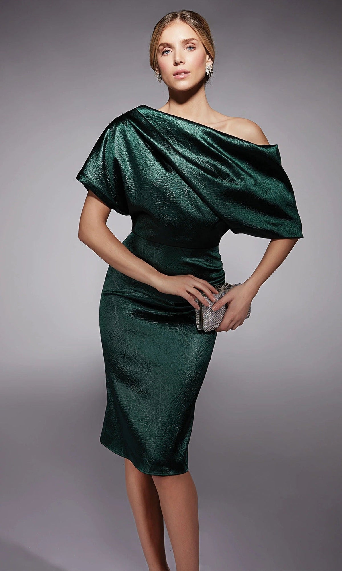 Alyce Paris 70060 - Asymmetric Textured Charmeuse Cocktail Dress