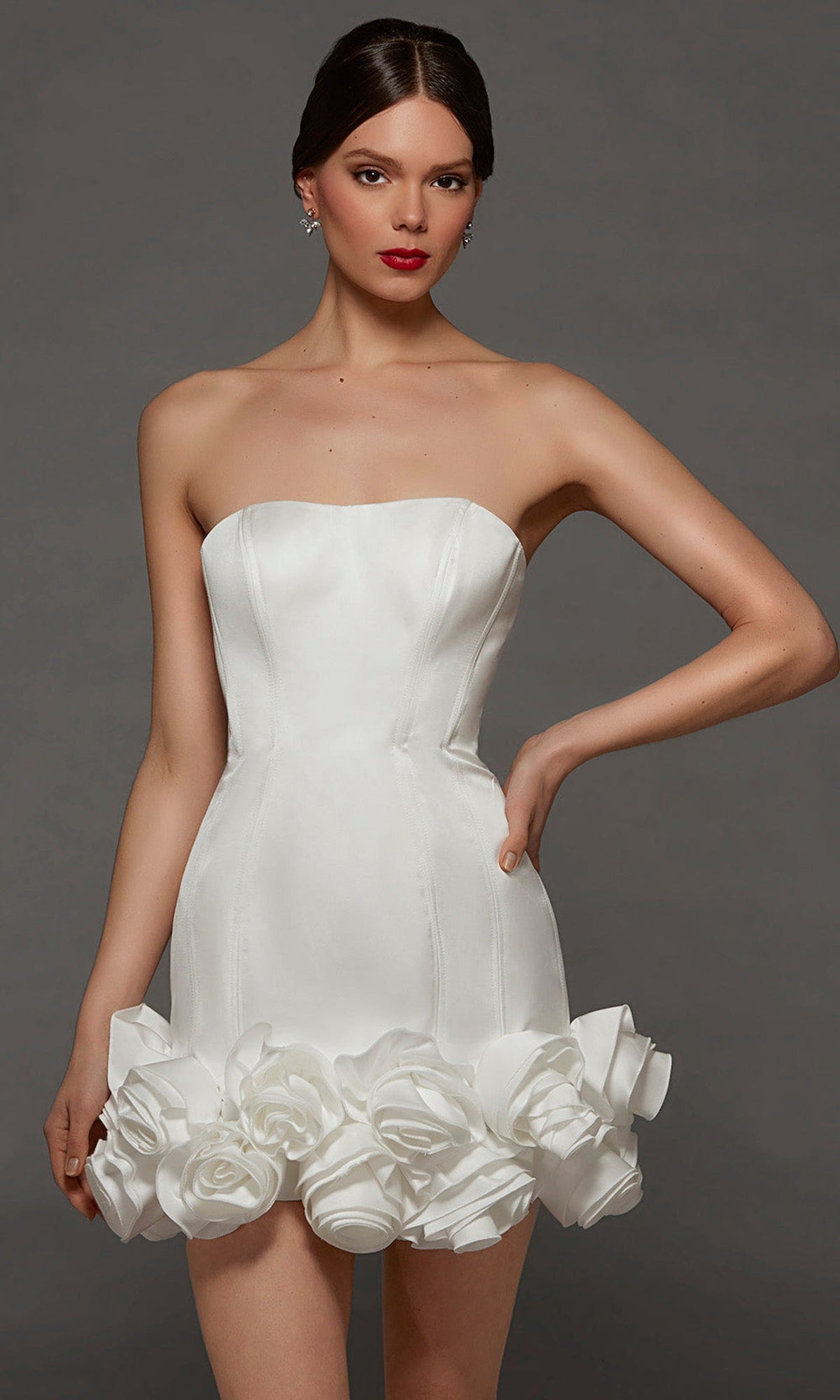 Alyce Paris 70087 - Strapless Rosette Hem Bridal Cocktail Dress