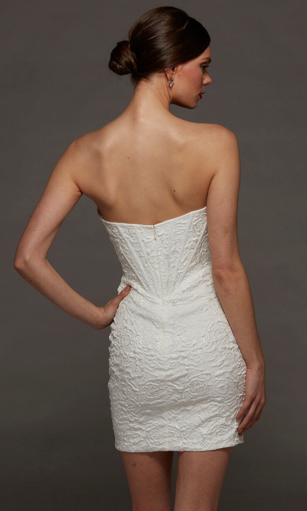 Alyce Paris 70095 - Modified Scoop Jacquard Bridal Mini Dress