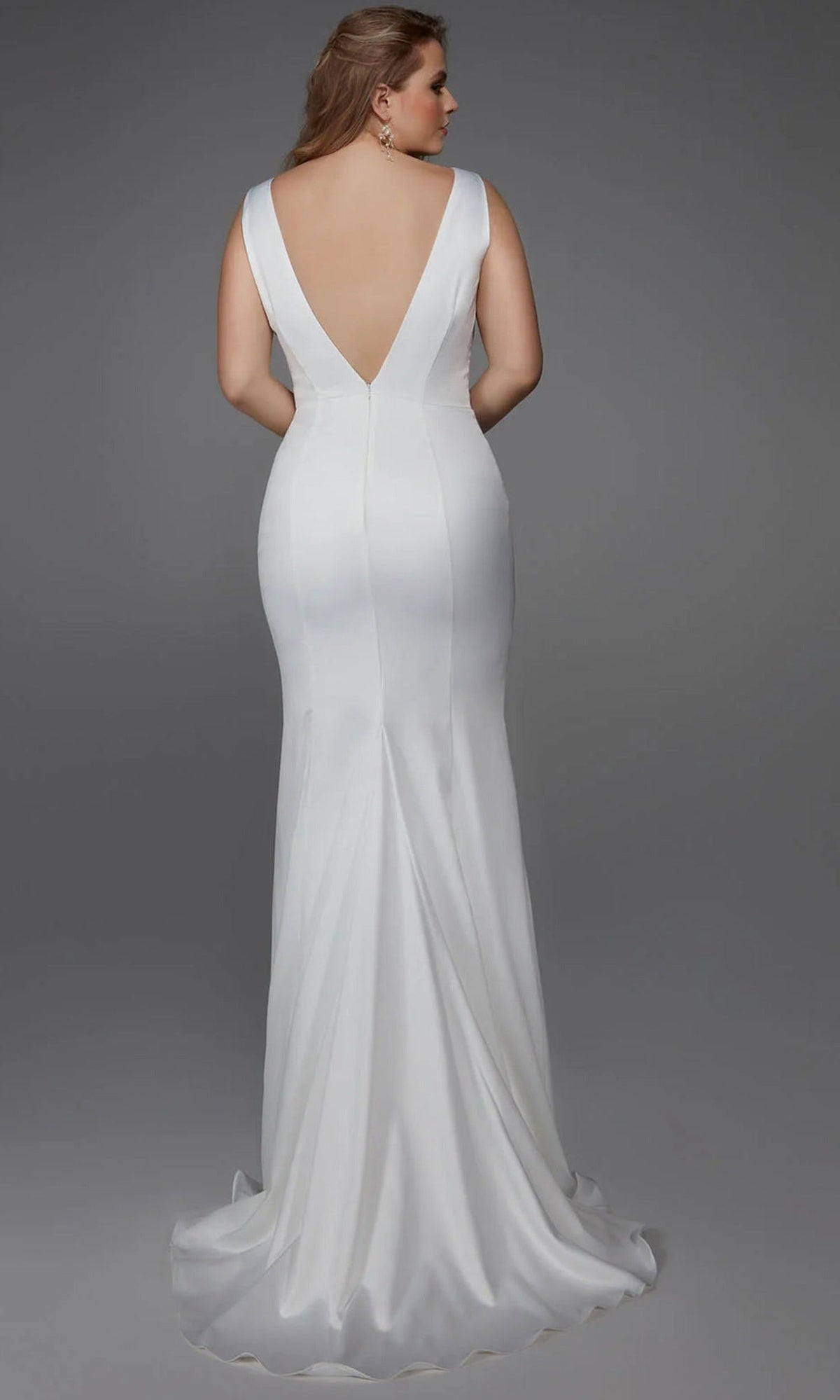 Alyce Paris 7019 - Plunging V-Neck Bridal Gown with Ruffle Overskirt