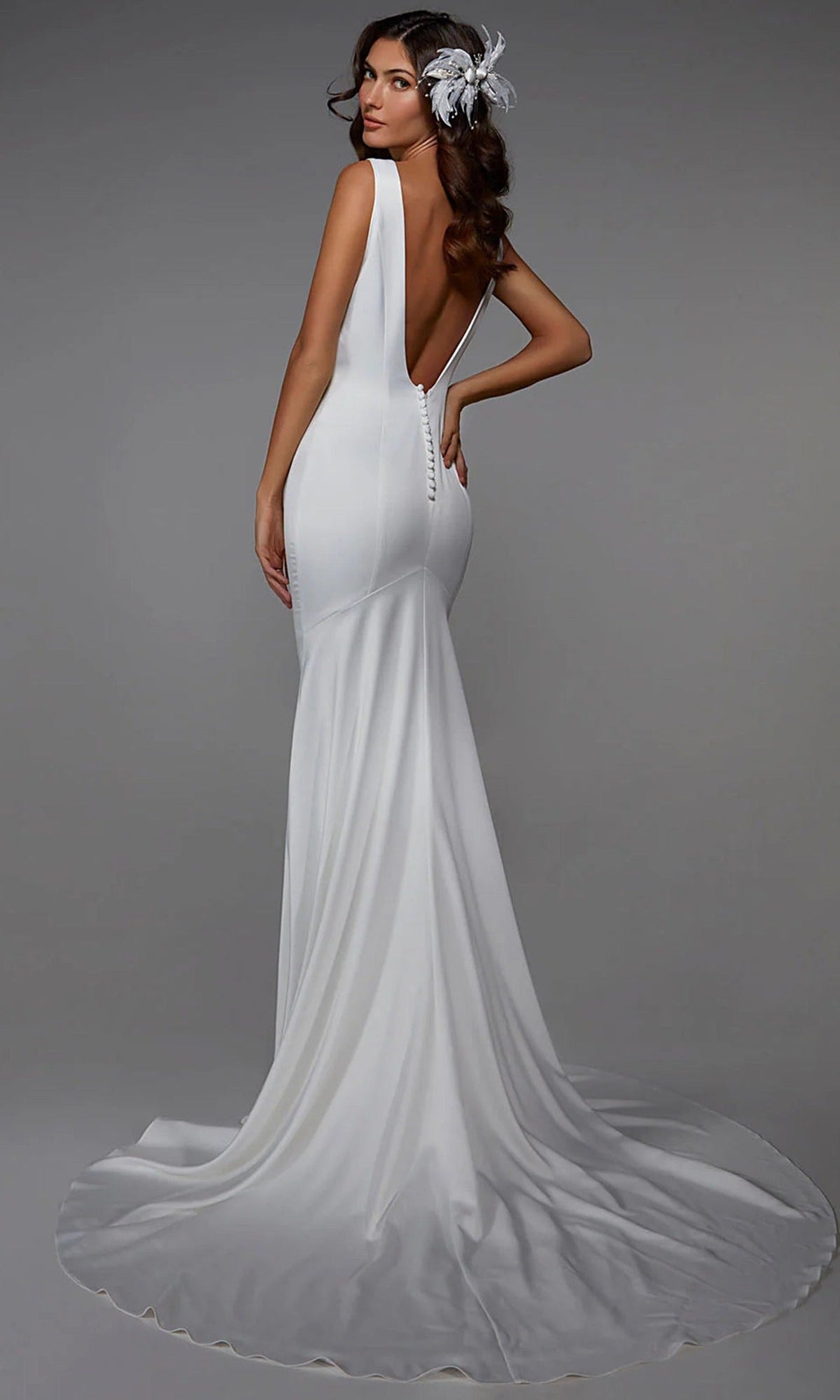Alyce Paris 7021 - Plunging V-Neck Sleek Trumpet Dress