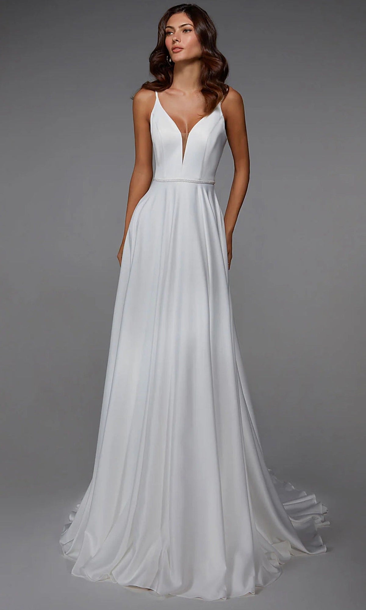 Alyce Paris 7024 - Plunging A-line Dress with Button Back