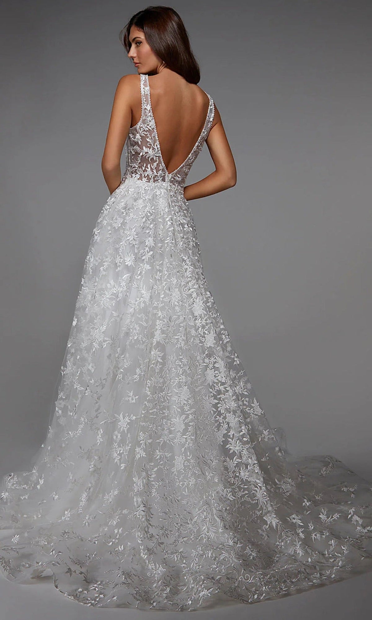 Alyce Paris 7037 - Floral Lace Low V-Back Gown