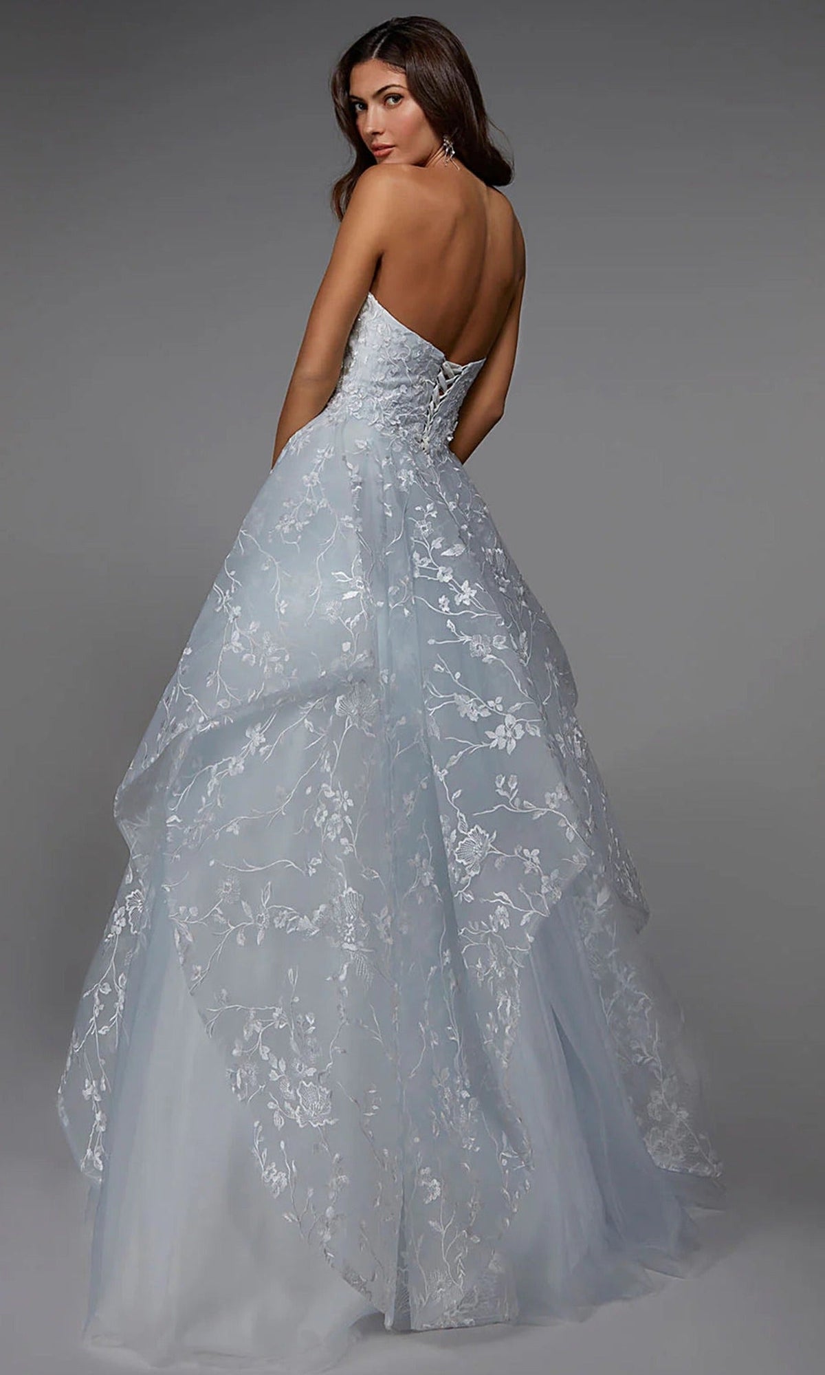Alyce Paris 7041 - Strapless Lace-Up Back Tulle Ballgown