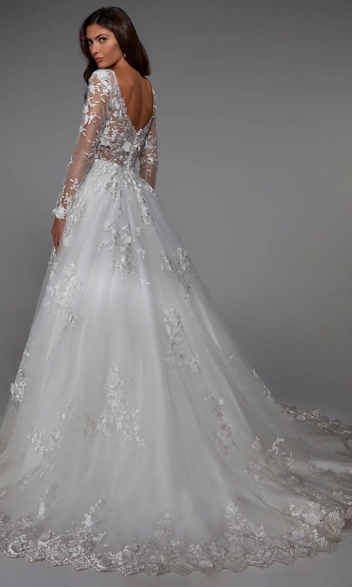 Alyce Paris 7046 - Long Sleeve Embroidered A-Line Gown