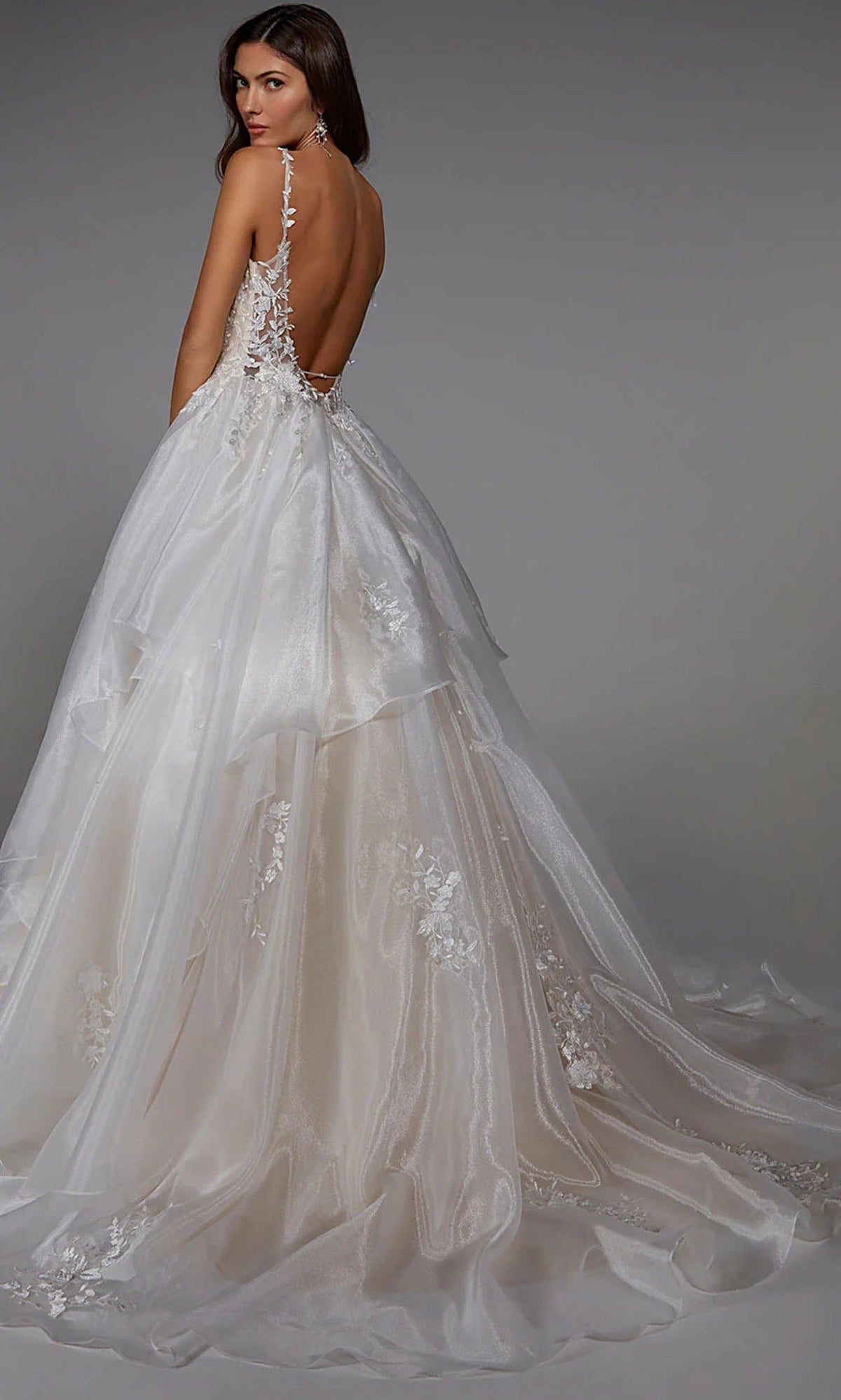Alyce Paris 7047 - Layered Skirt Lace Backless Ballgown