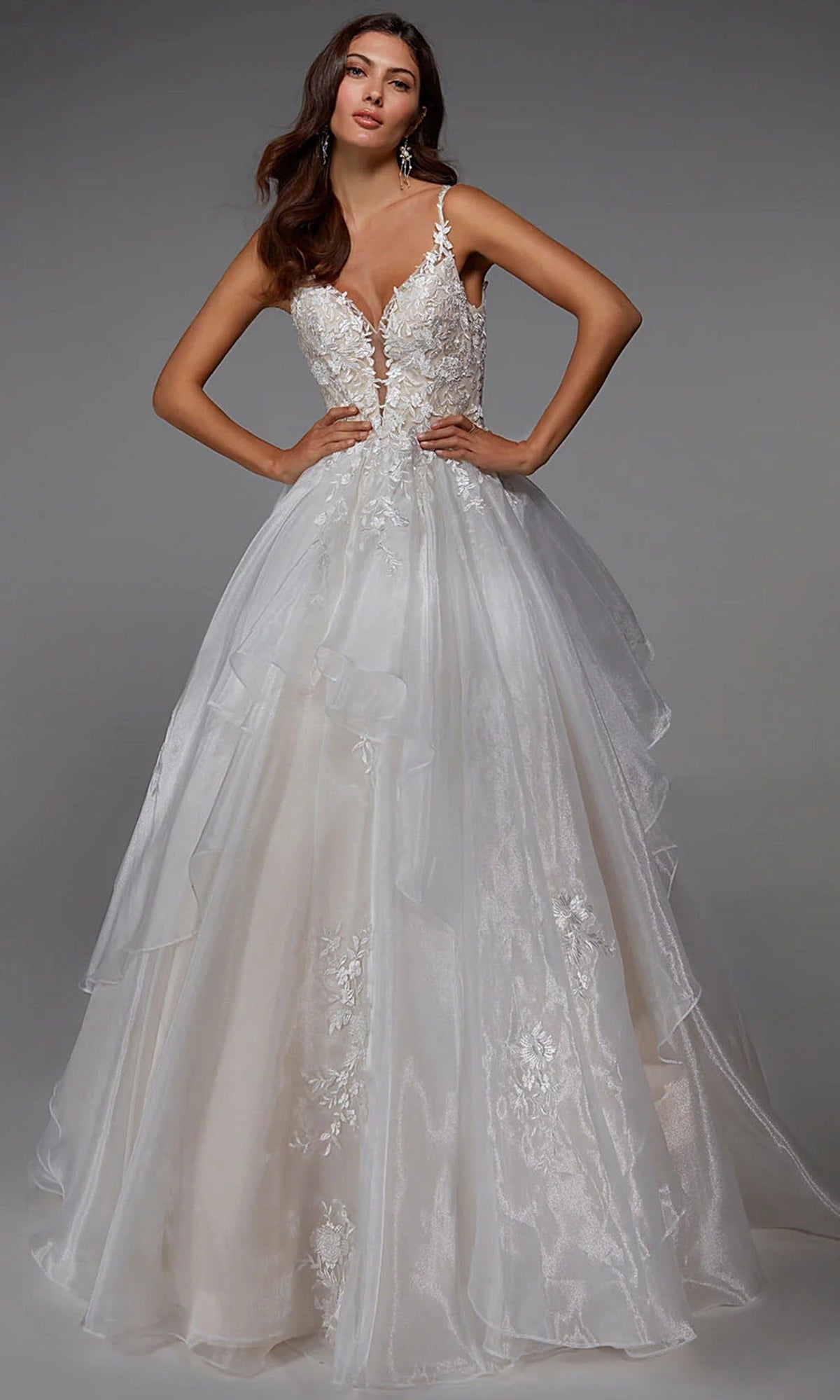 Alyce Paris 7047 - Layered Skirt Lace Backless Ballgown