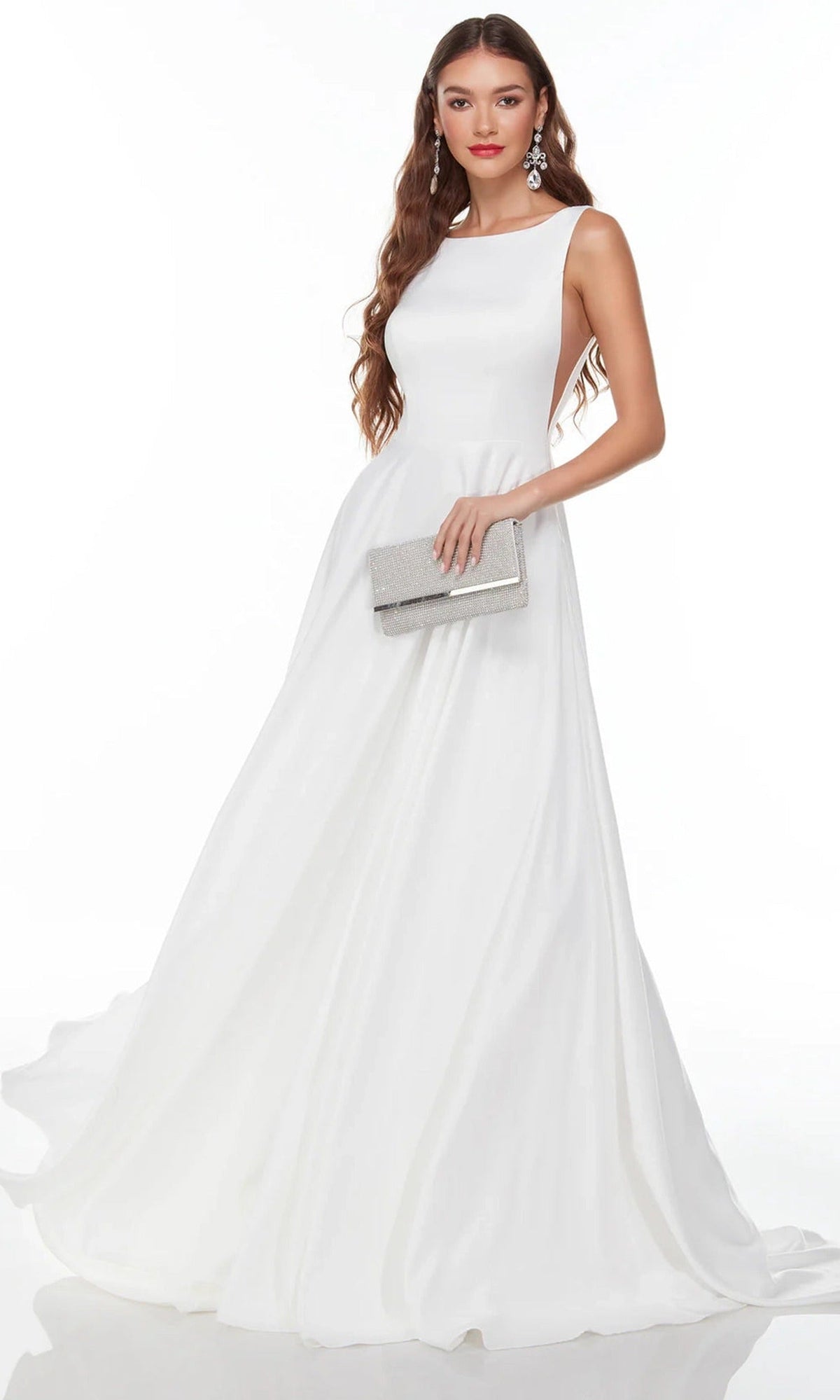 Alyce Paris 7053 - Bateau Neck Satin A-Line Bridal Gown