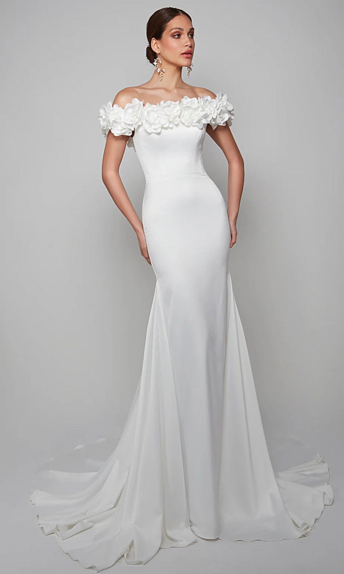 Alyce Paris 7061 - Floral Off Shoulder Trumpet Dress