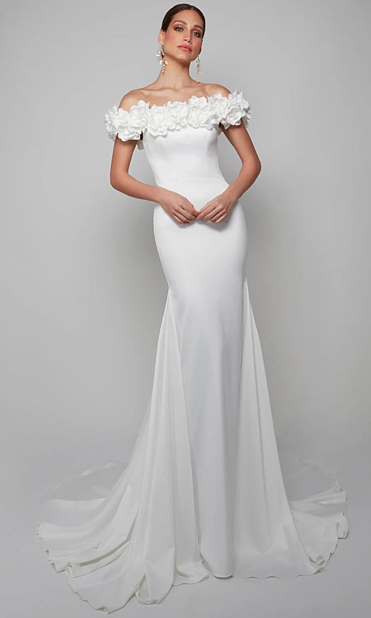 Alyce Paris 7061 - Floral Off Shoulder Trumpet Dress