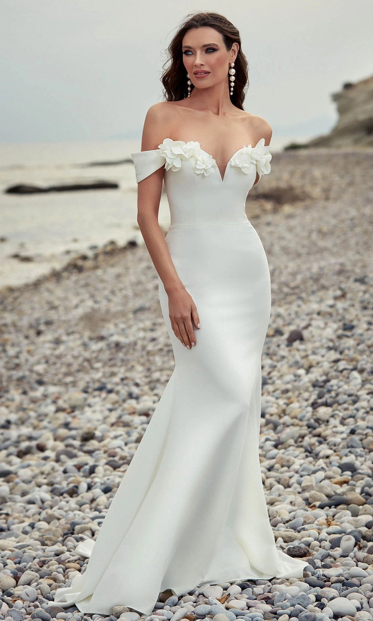 Alyce Paris 7062 - Off Shoulder Floral Appliqued Gown