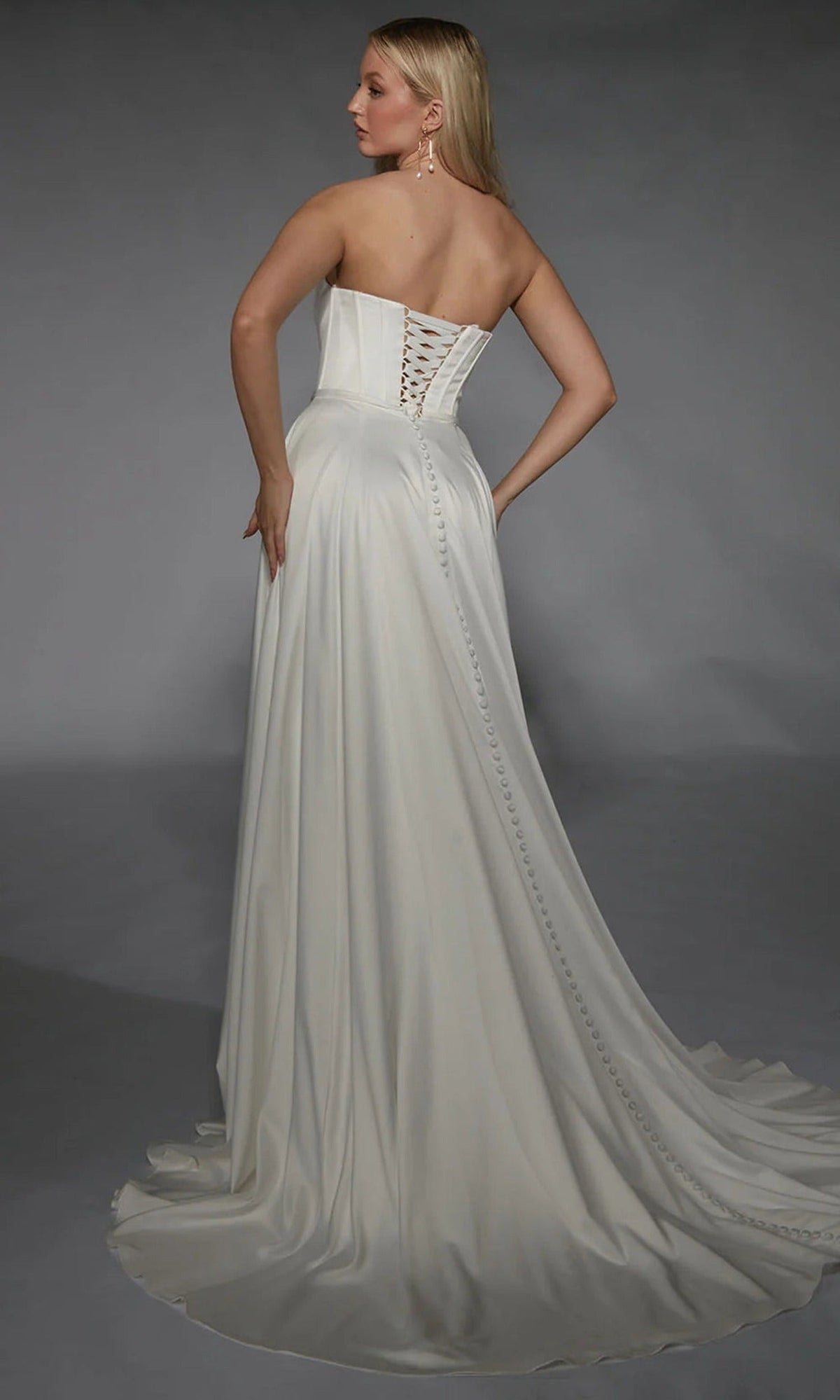 Alyce Paris 7111 - Strapless High Slit Wedding Gown