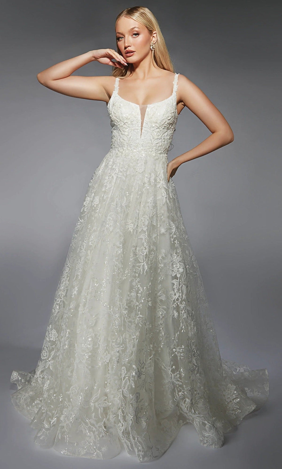 Alyce Paris 7123 - Scoop Sequin Embroidered A-Line Gown
