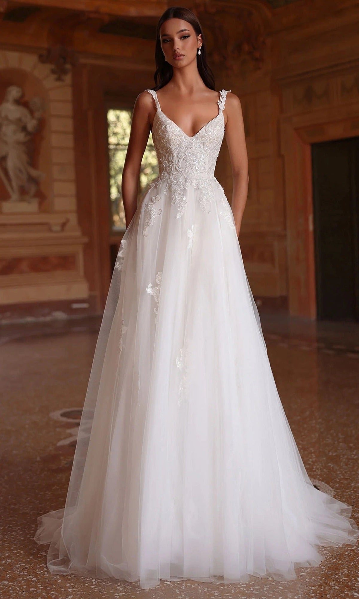 Alyce Paris 7124 - A-line Bridal Dress with Lace Appliques