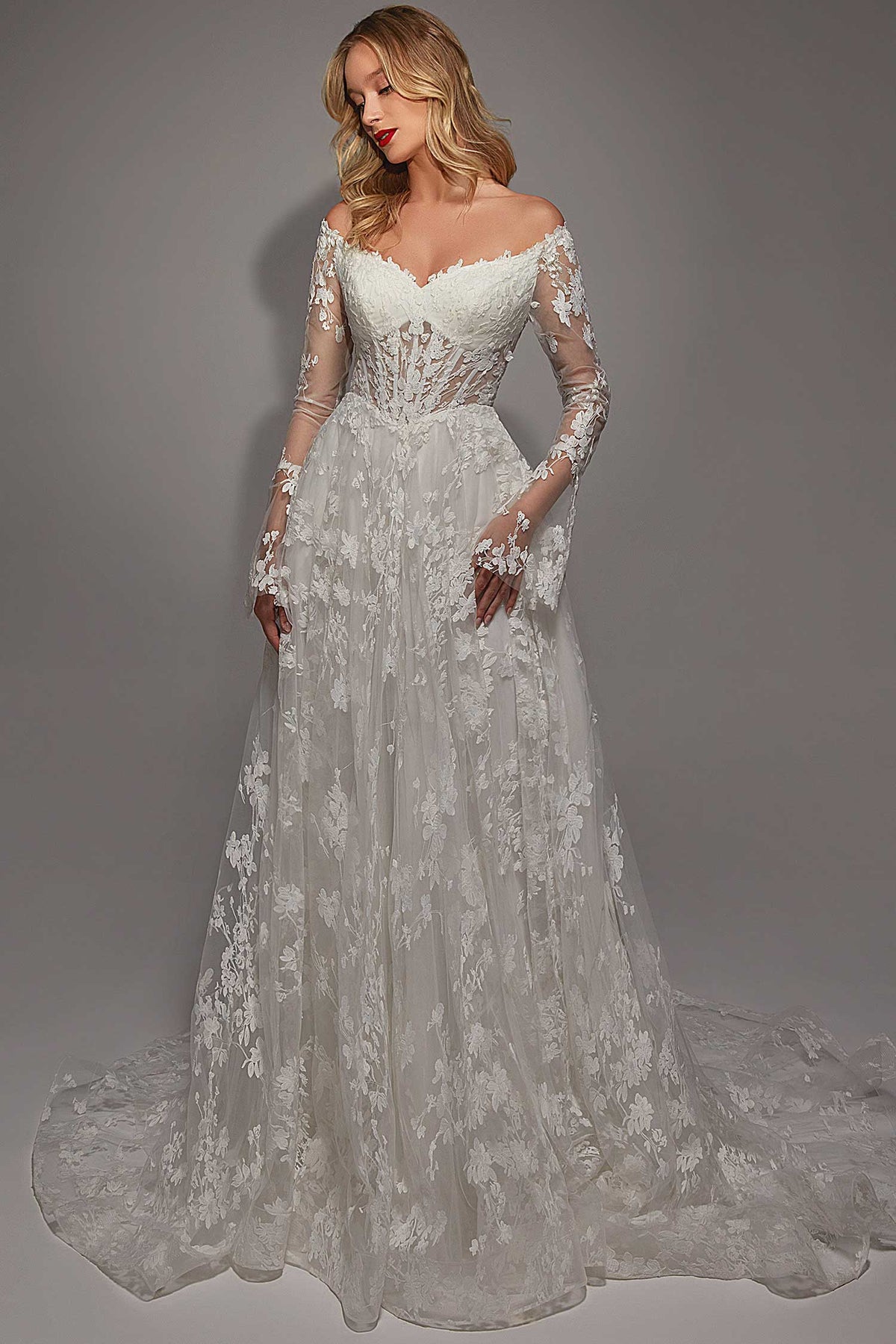 Alyce Paris 7150 - Printed Ruffle Corset Ballgown