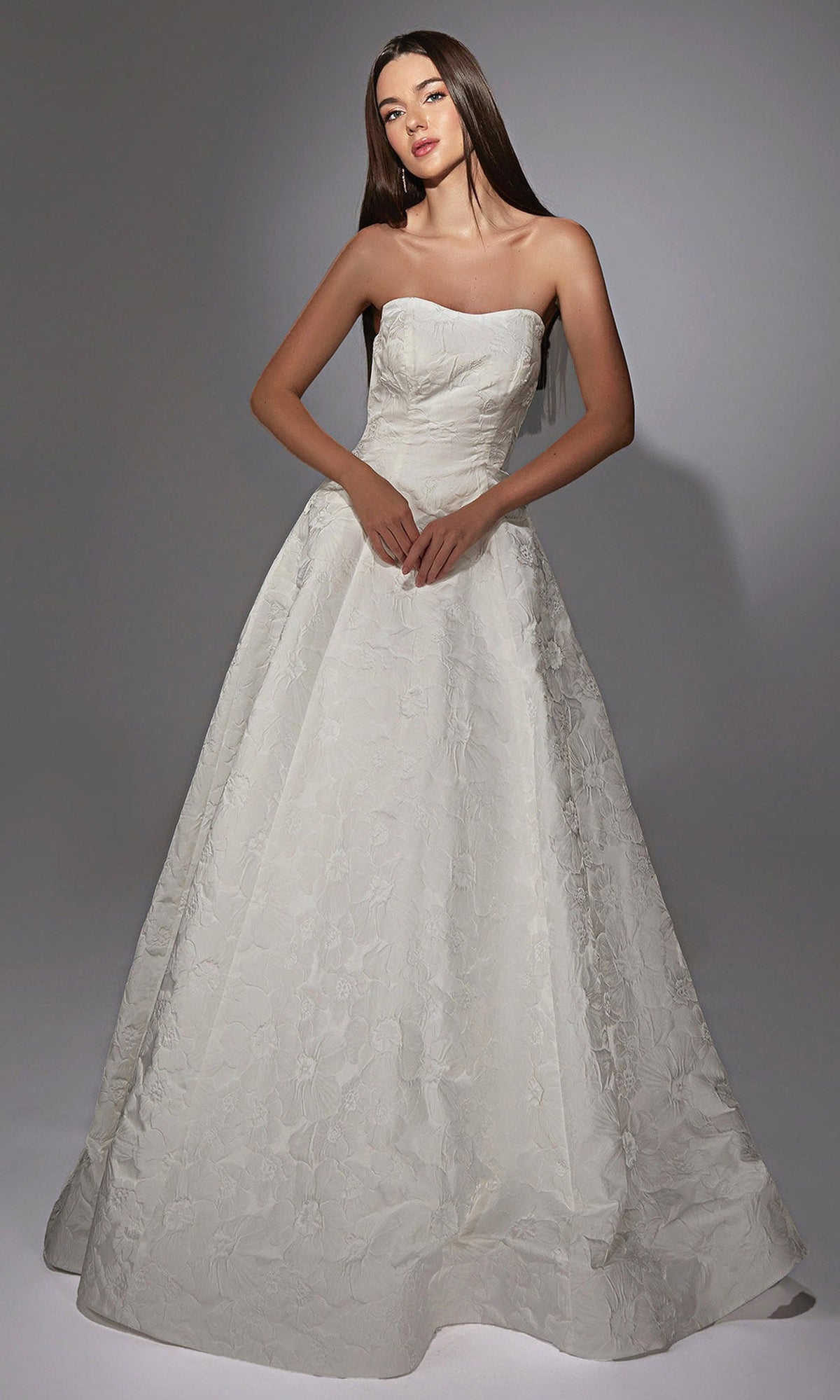 Alyce Paris 7155 - Semi-Sweetheart Floral Jacquard Bridal Gown