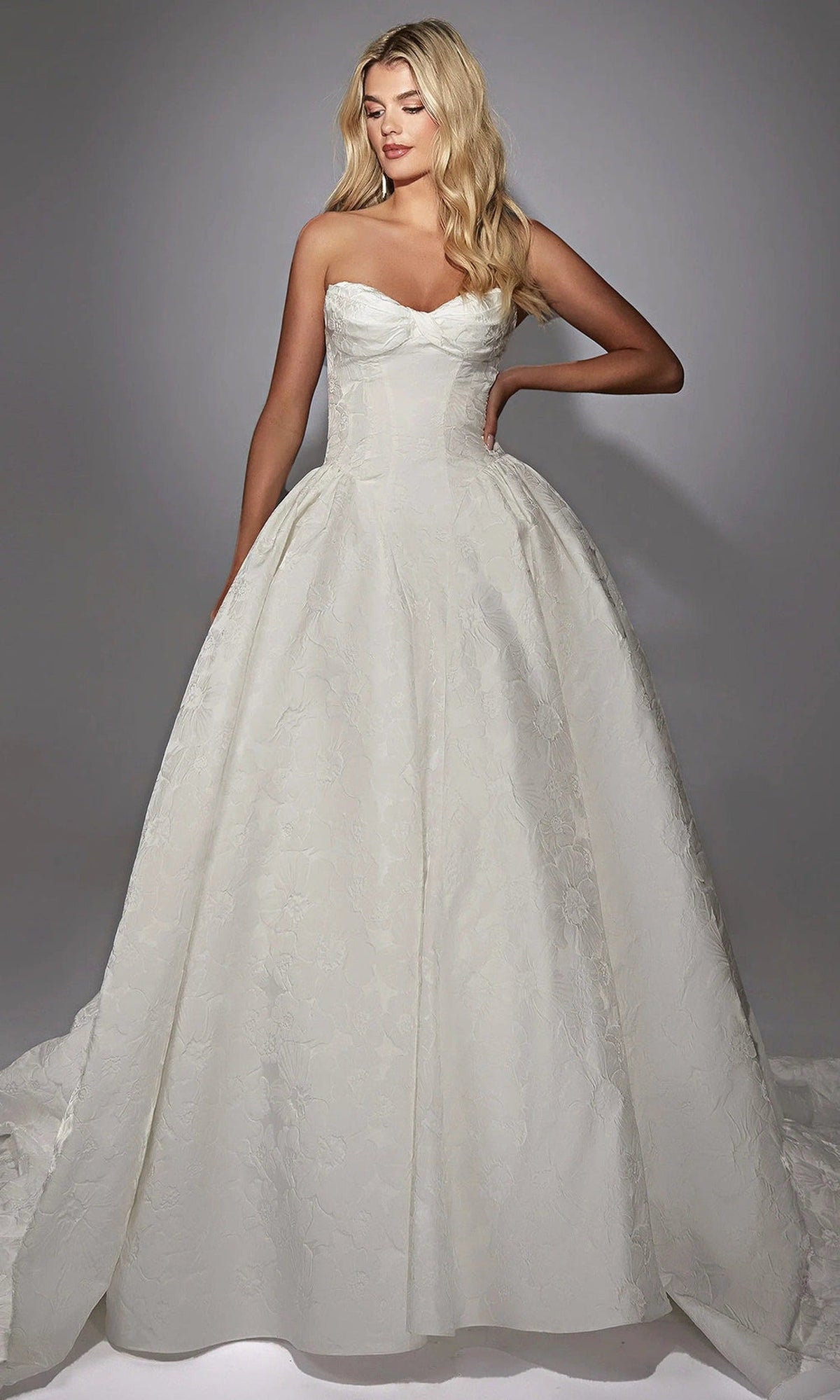 Alyce Paris 7164 - Floral Jacquard Ball Gown with Corset Bodice