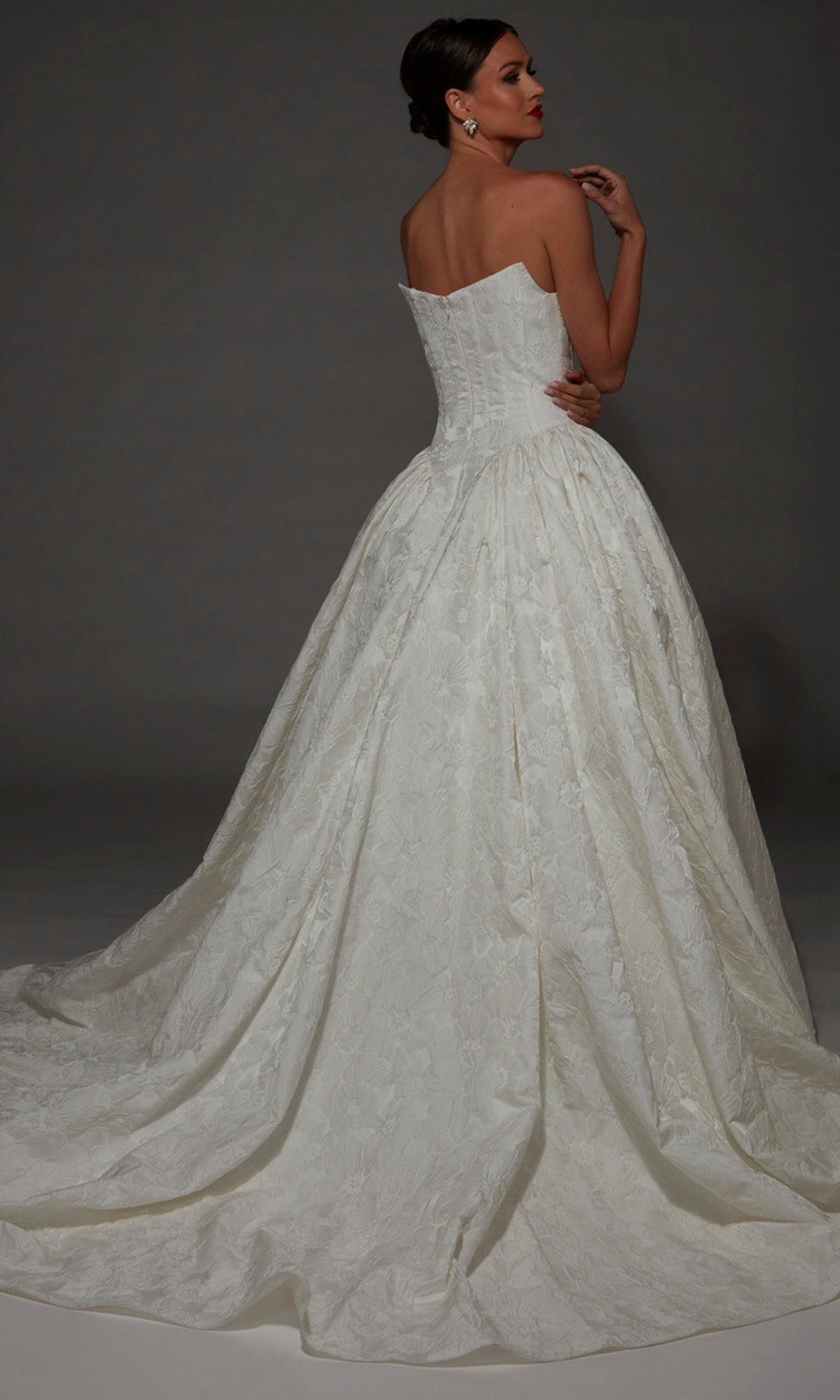 Alyce Paris 7174 - Scoop Neckline Floral Jacquard Wedding Gown