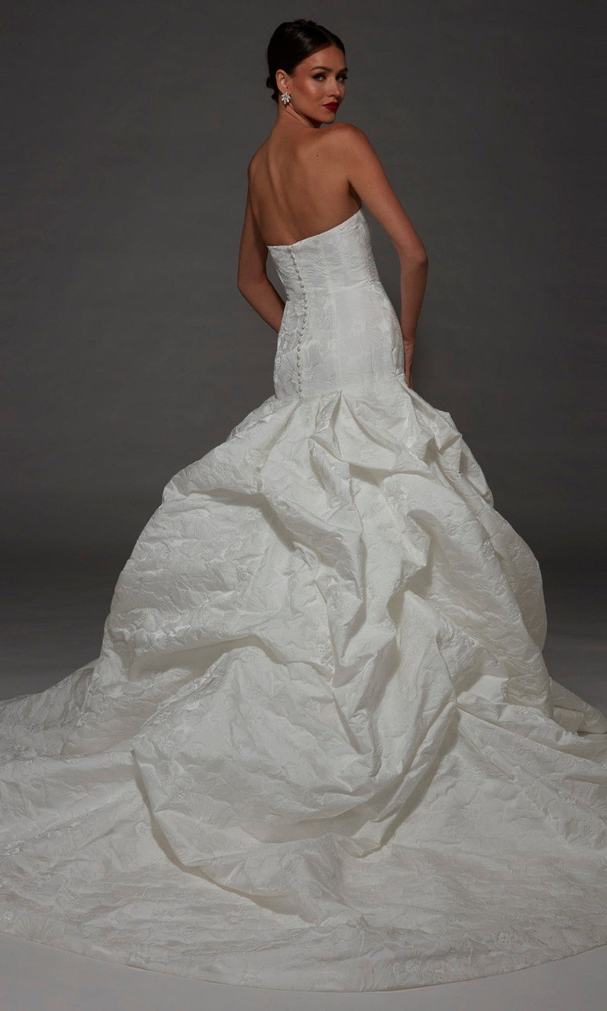 Alyce Paris 7185 - Floral Jacquard Draped Mermaid Gown