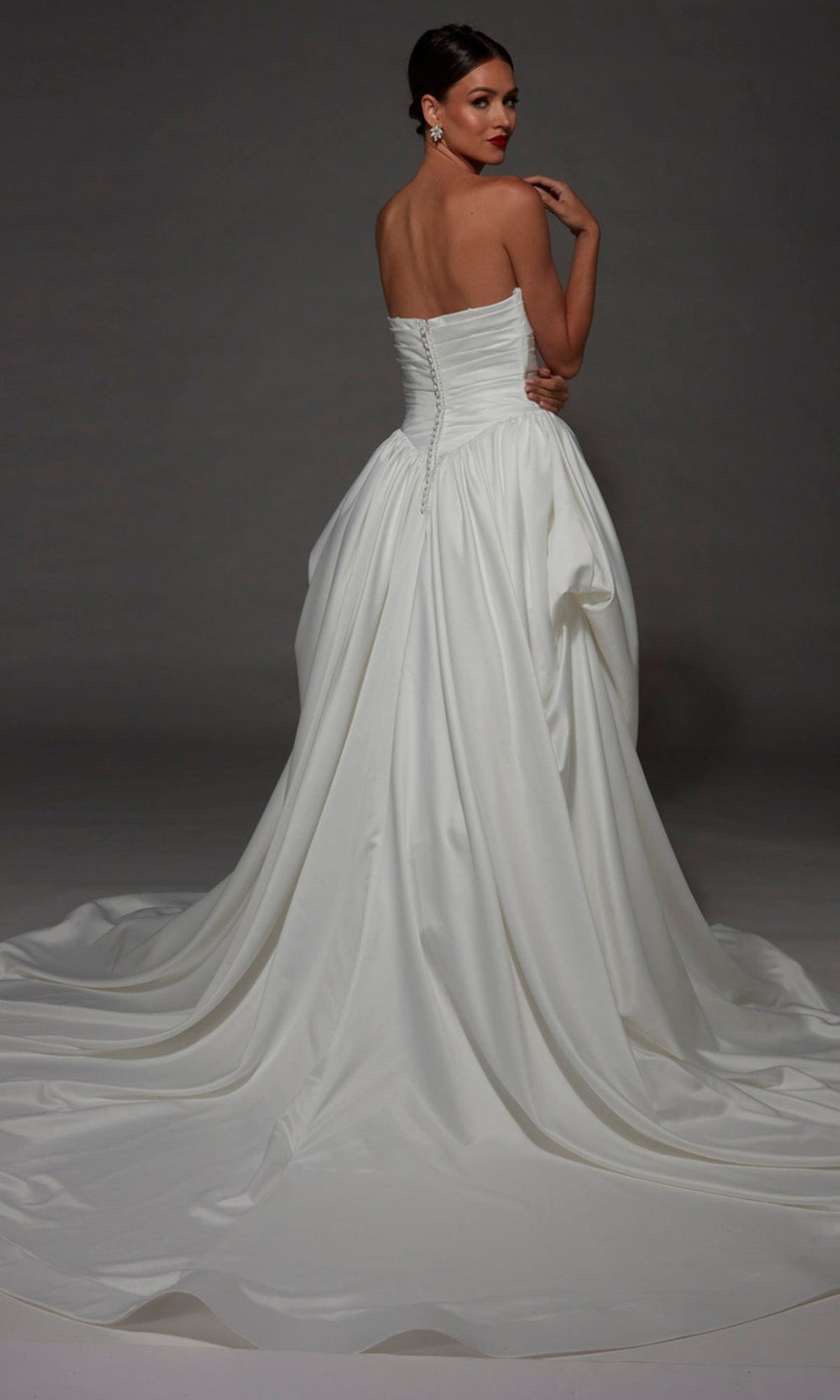 Alyce Paris 7187 - Ruched Detail Straight Across Wedding Gown
