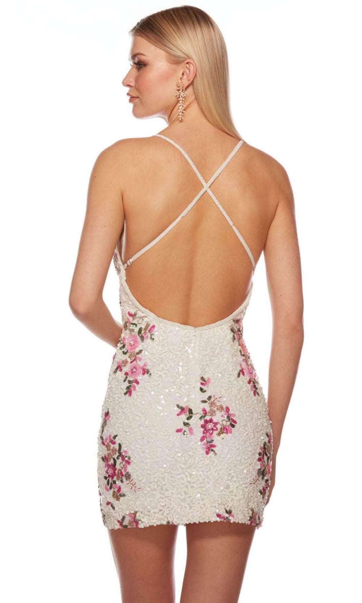 Alyce Paris 84004 - Floral Deep V-Neck Cocktail Dress