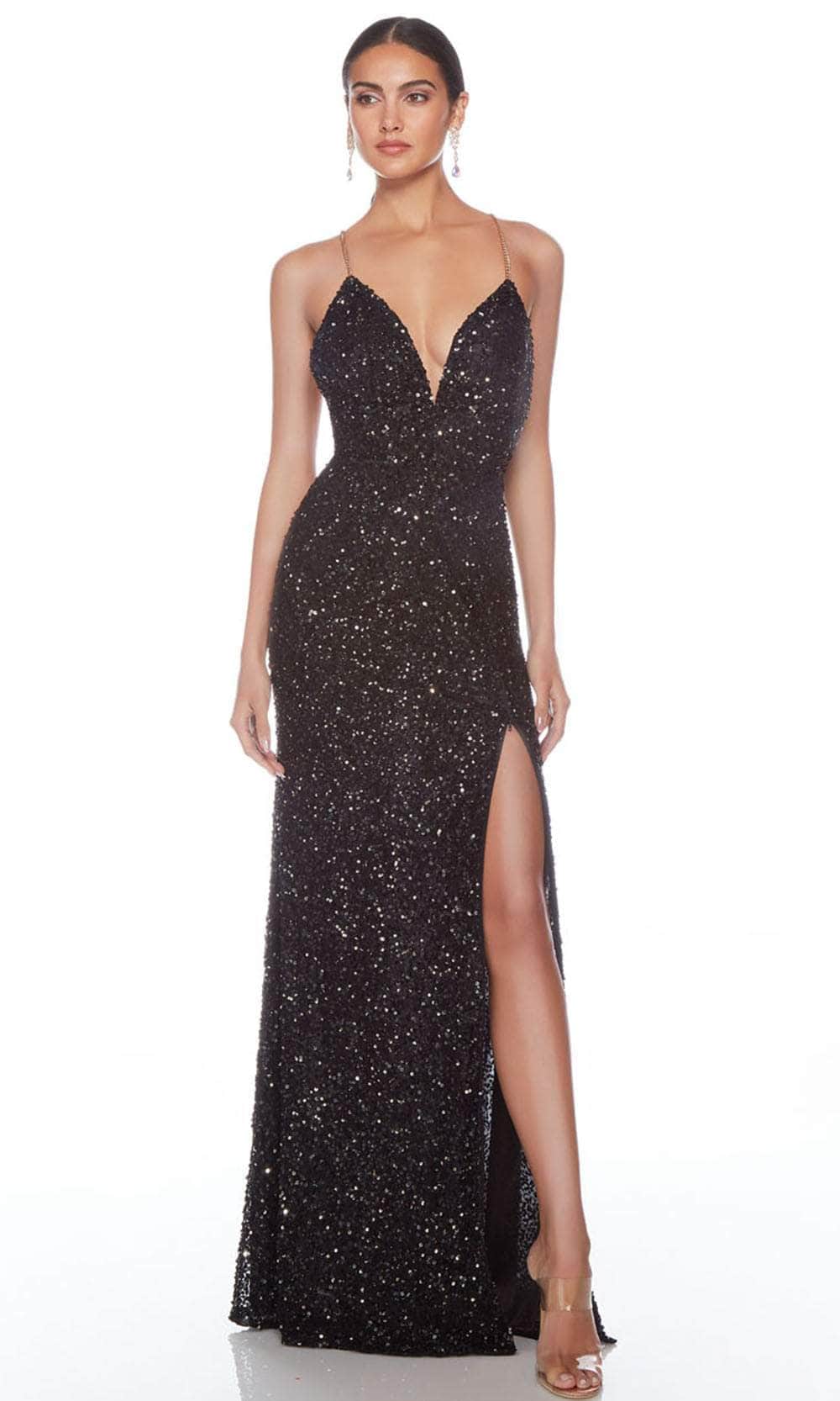 Alyce Paris 88010 - V-Neck Chain Strap Evening Gown - designer prom dress at Silhouette Dresses