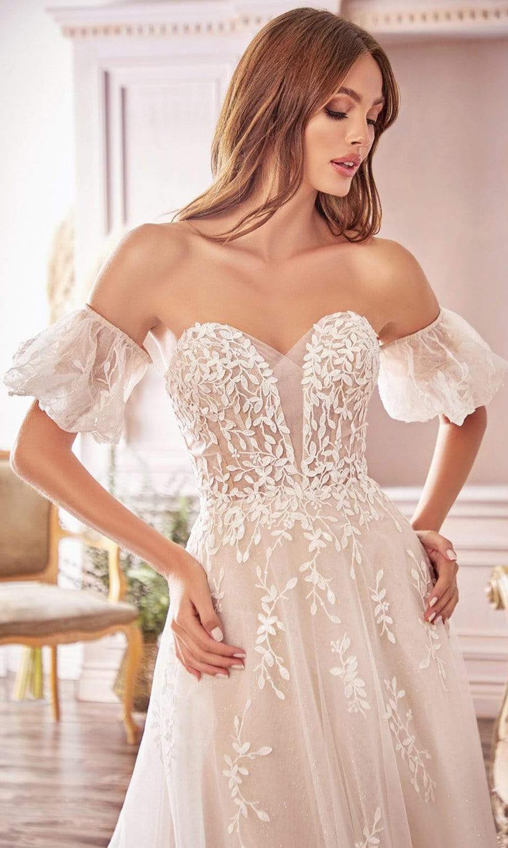Andrea and Leo - A1014 Off Shoulder Puff Bridal Gown - view 4