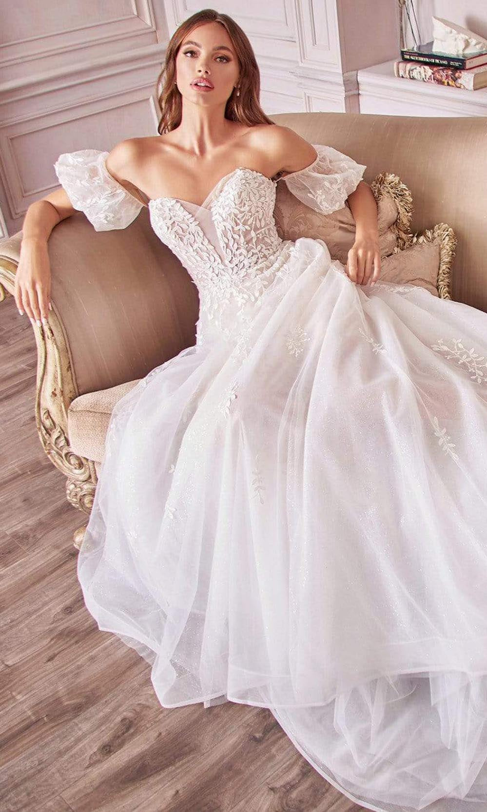 Andrea and Leo - A1014 Off Shoulder Puff Bridal Gown - detail view