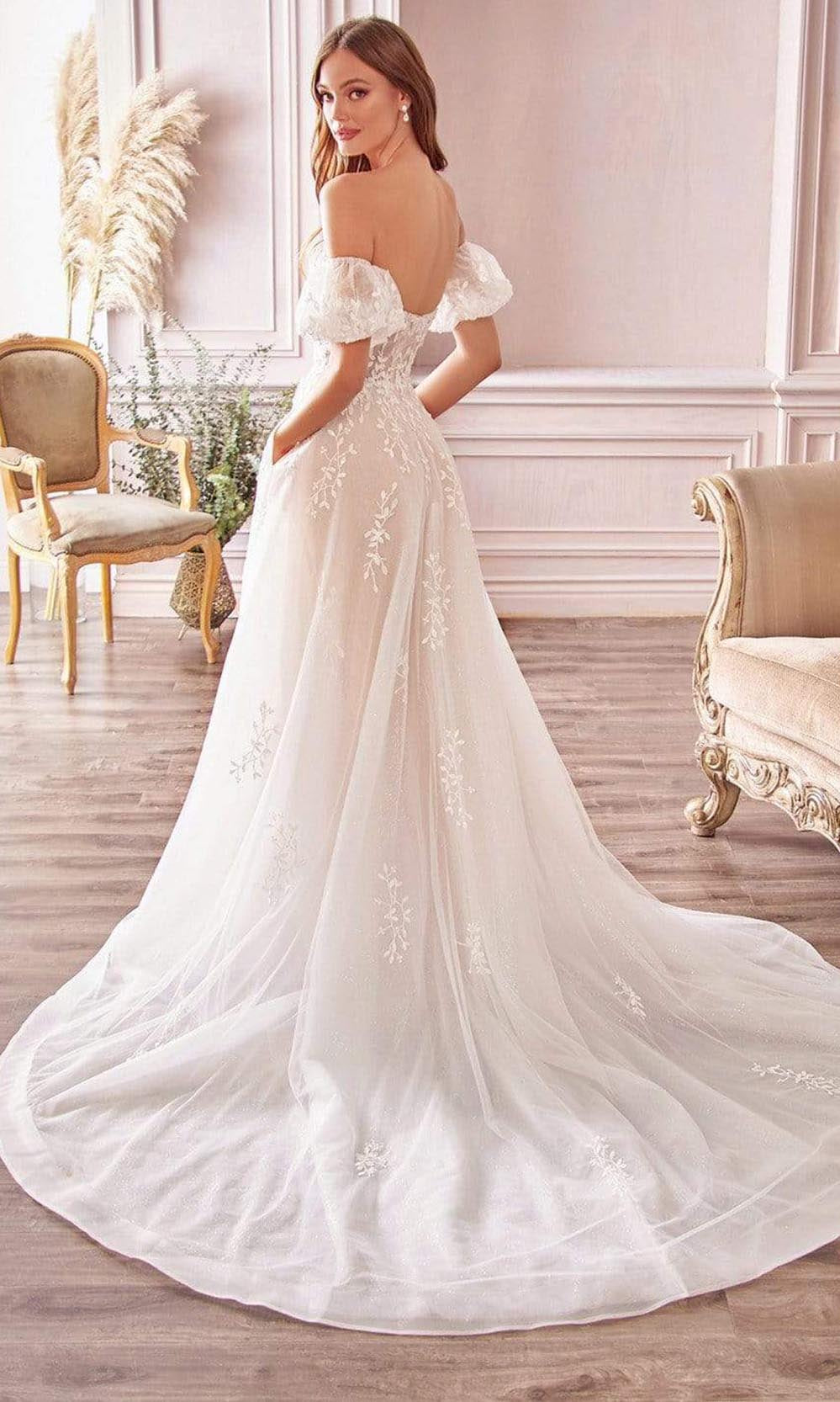 Andrea and Leo - A1014 Off Shoulder Puff Bridal Gown - back view