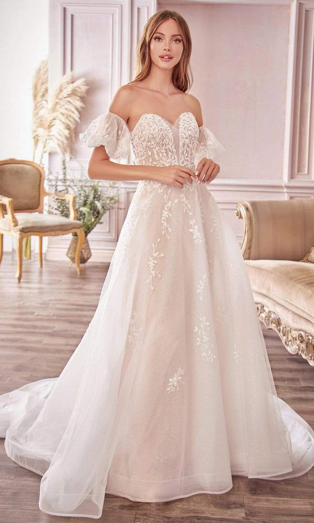 Andrea and Leo - A1014 Off Shoulder Puff Bridal Gown - designer wedding dress at Silhouette Dresses