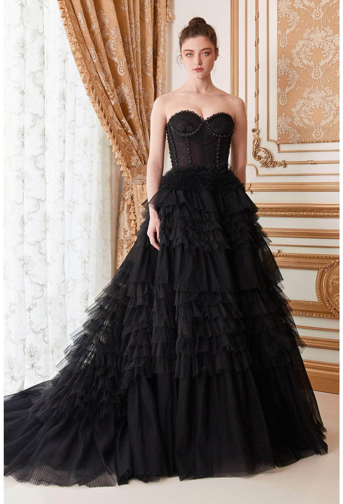 Andrea and Leo - A1017 Strapless Pleat And Tiered Ballgown - view 4