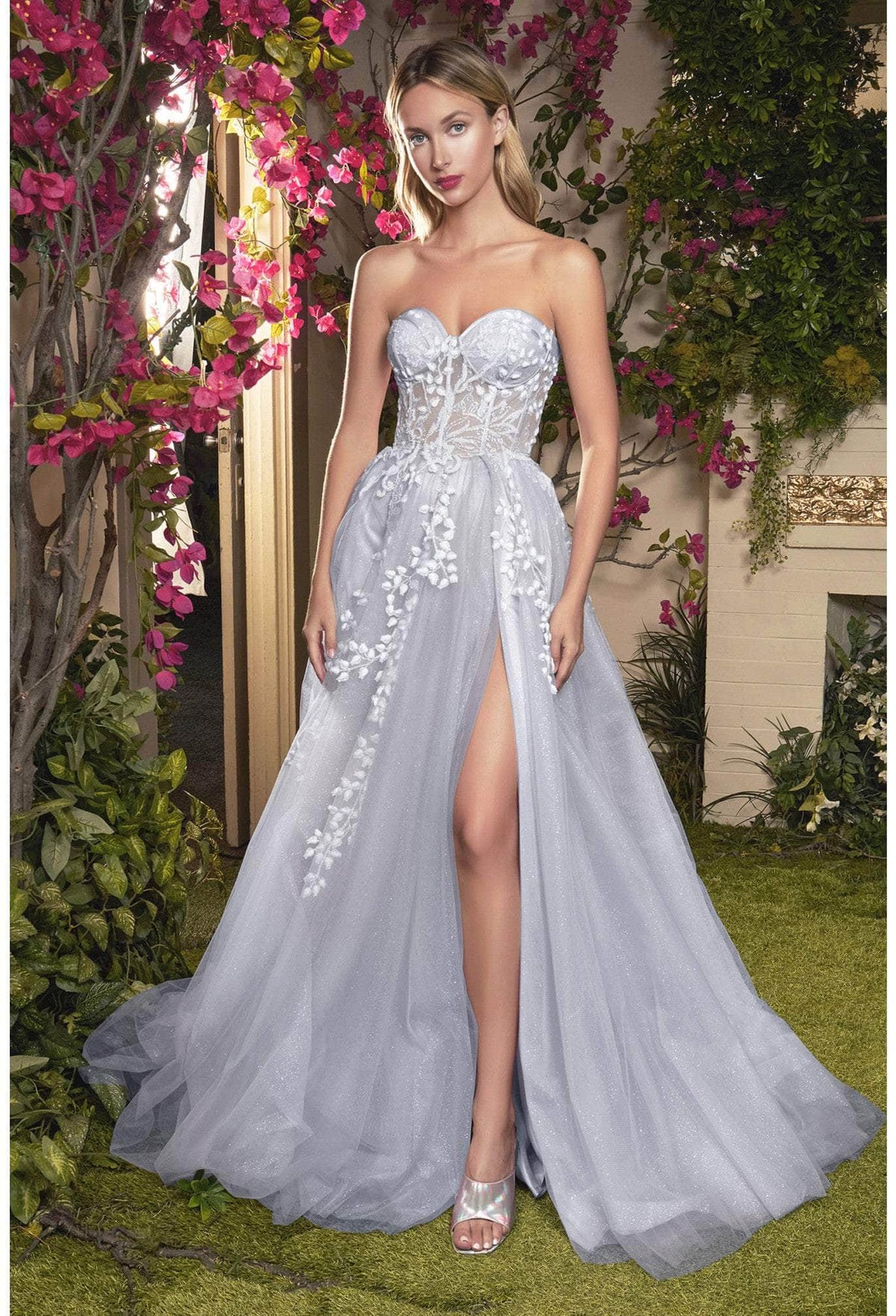 Andrea and Leo - A1029 Strapless Corseted Tulle Simple Prom Gown - view 4