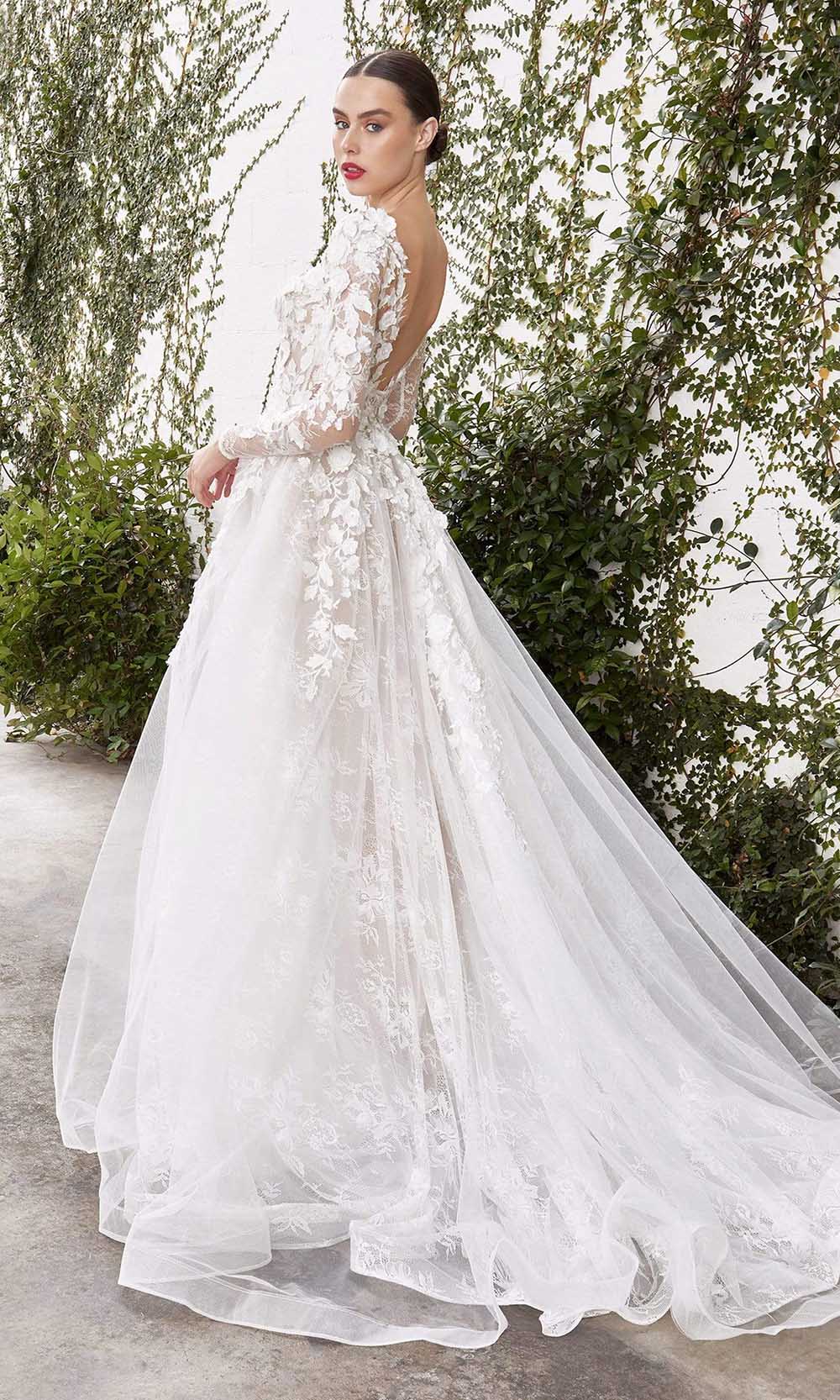Andrea and Leo - A1067W Floral Applique Lace Bridal Gown - back view