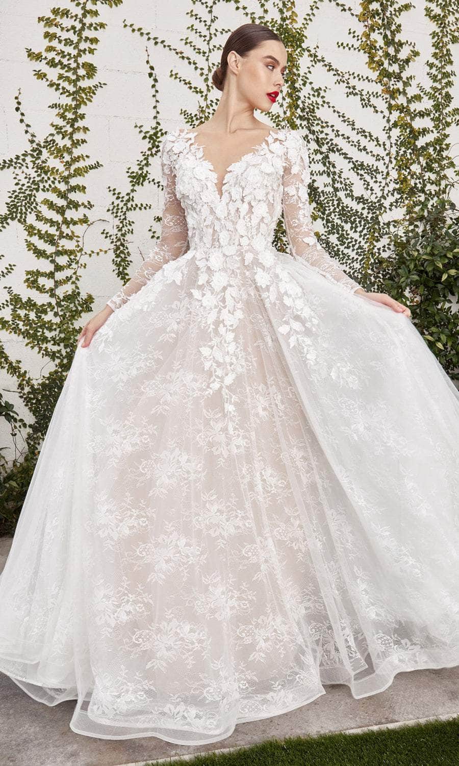 Andrea and Leo A1067WC - Applique Long Sleeve Bridal Gown - back view
