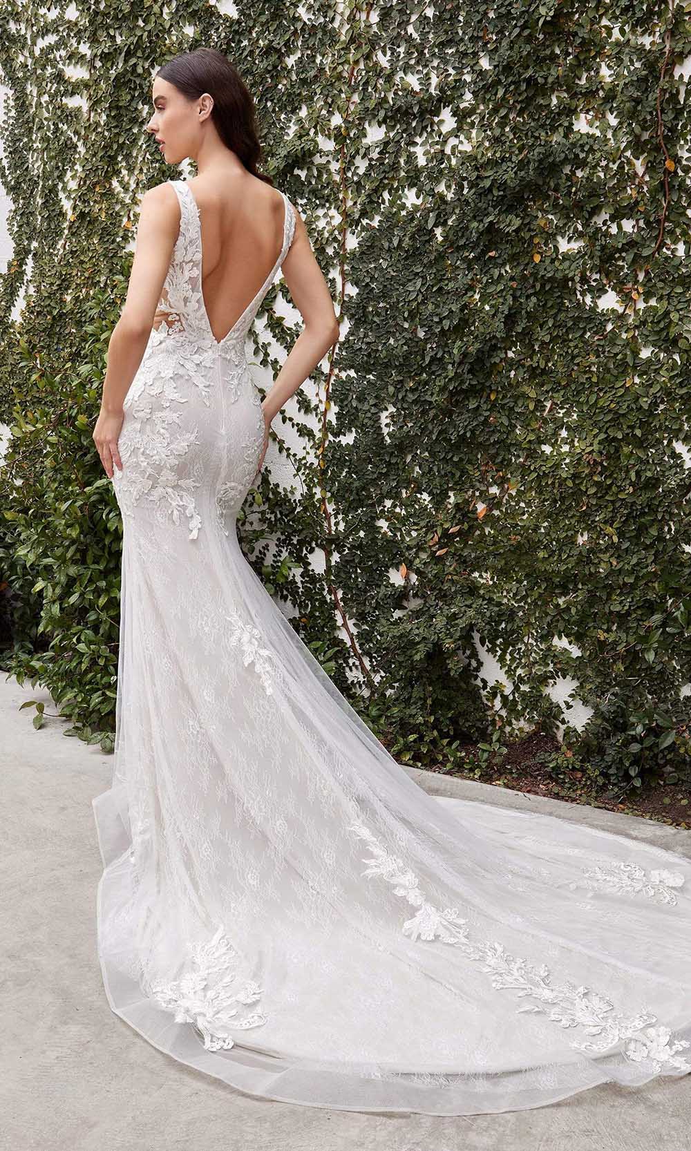 Andrea and Leo - A1072W Lace Applique Mermaid Bridal Gown - back view