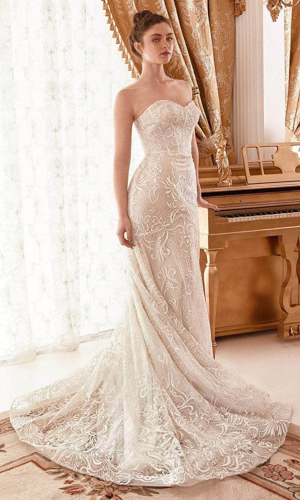 Andrea and Leo A1104W - Off Shoulder Embroidered Bridal Gown - detail view