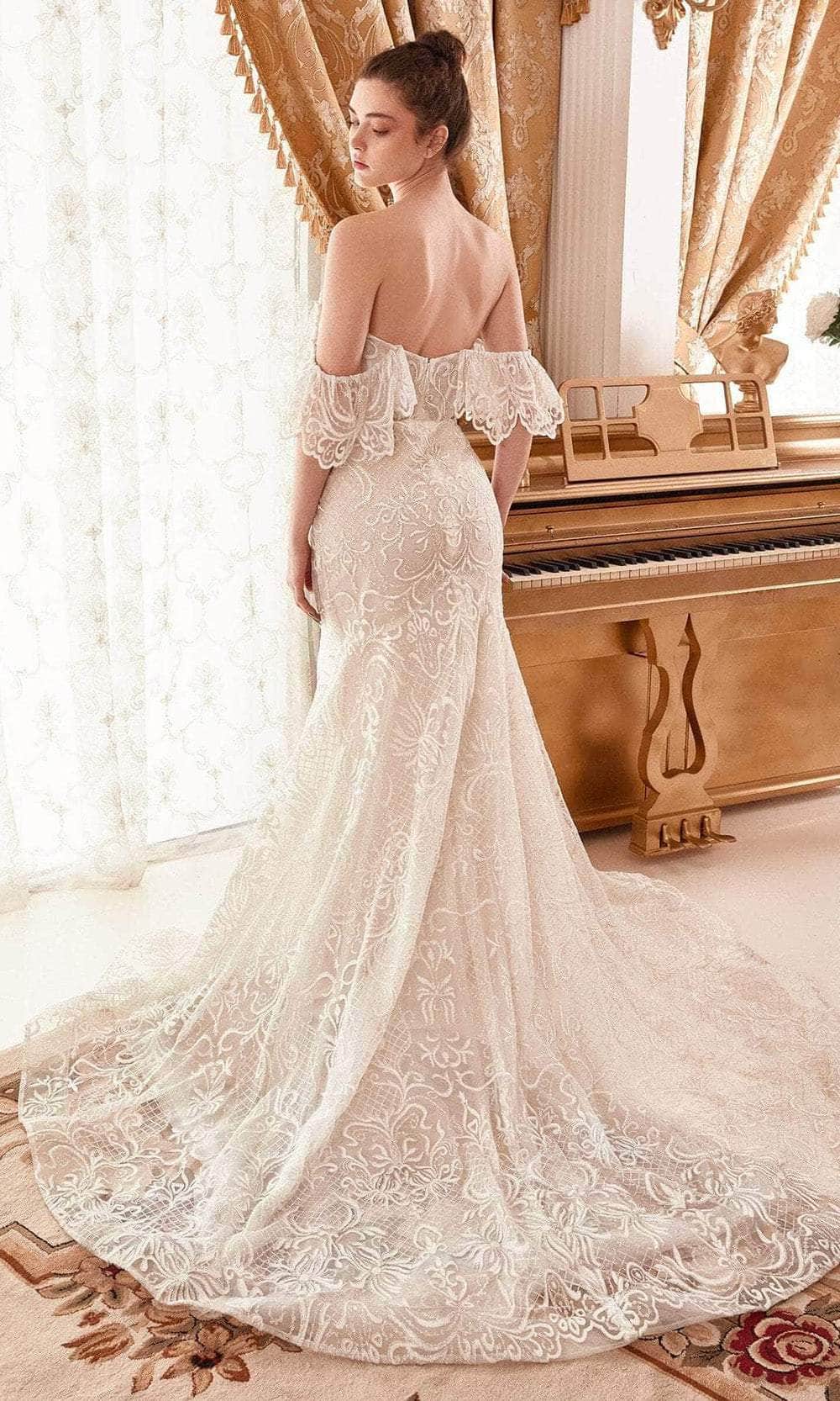 Andrea and Leo A1104W - Off Shoulder Embroidered Bridal Gown - back view