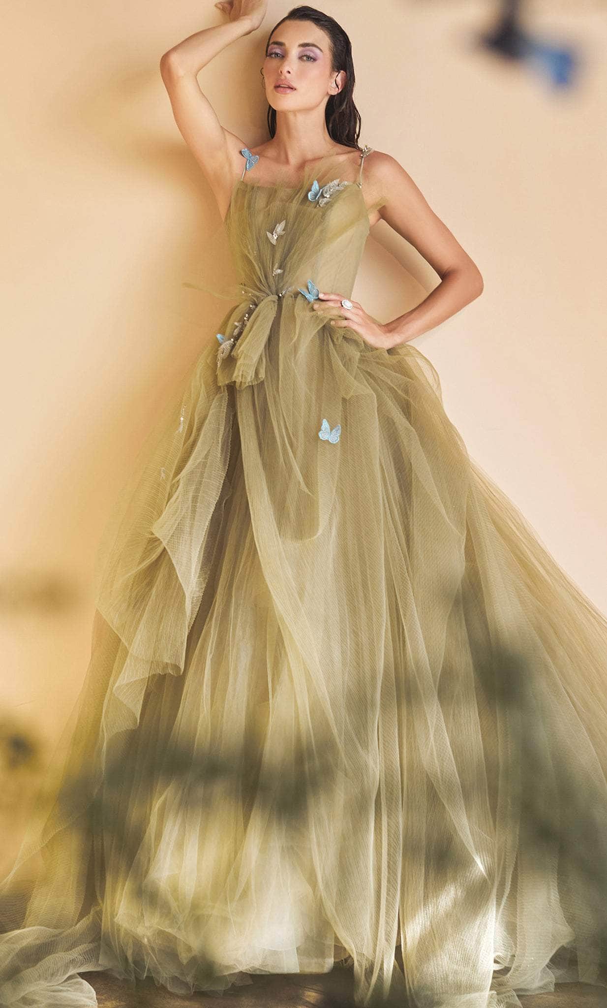 Andrea and Leo A1113 - Sleeveless Spaghetti Strap Ballgown - back view