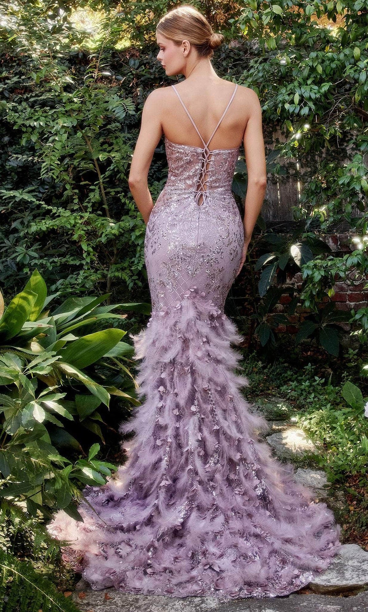 Andrea and Leo A1116 - Sleeveless Feathered Mermaid Classic Prom Gown