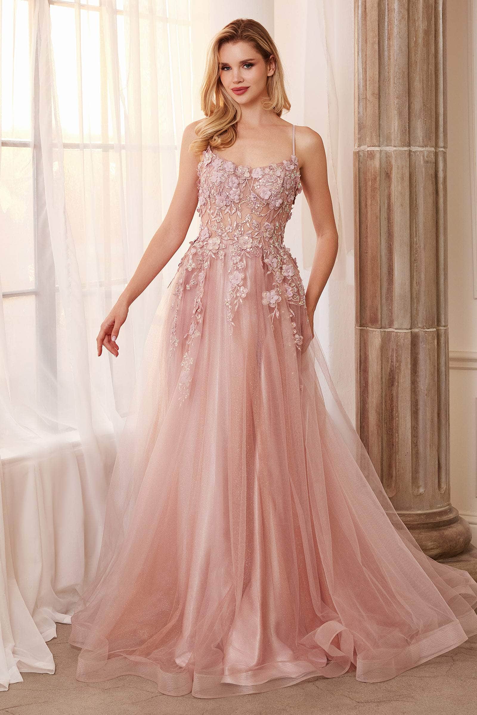 Andrea and Leo A1142 - Scoop Floral Appliqued Prom Gown - view 8