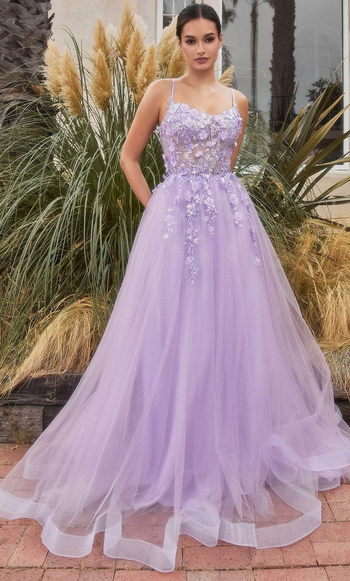 Andrea and Leo A1142 - Scoop Floral Appliqued Prom Gown - view 10